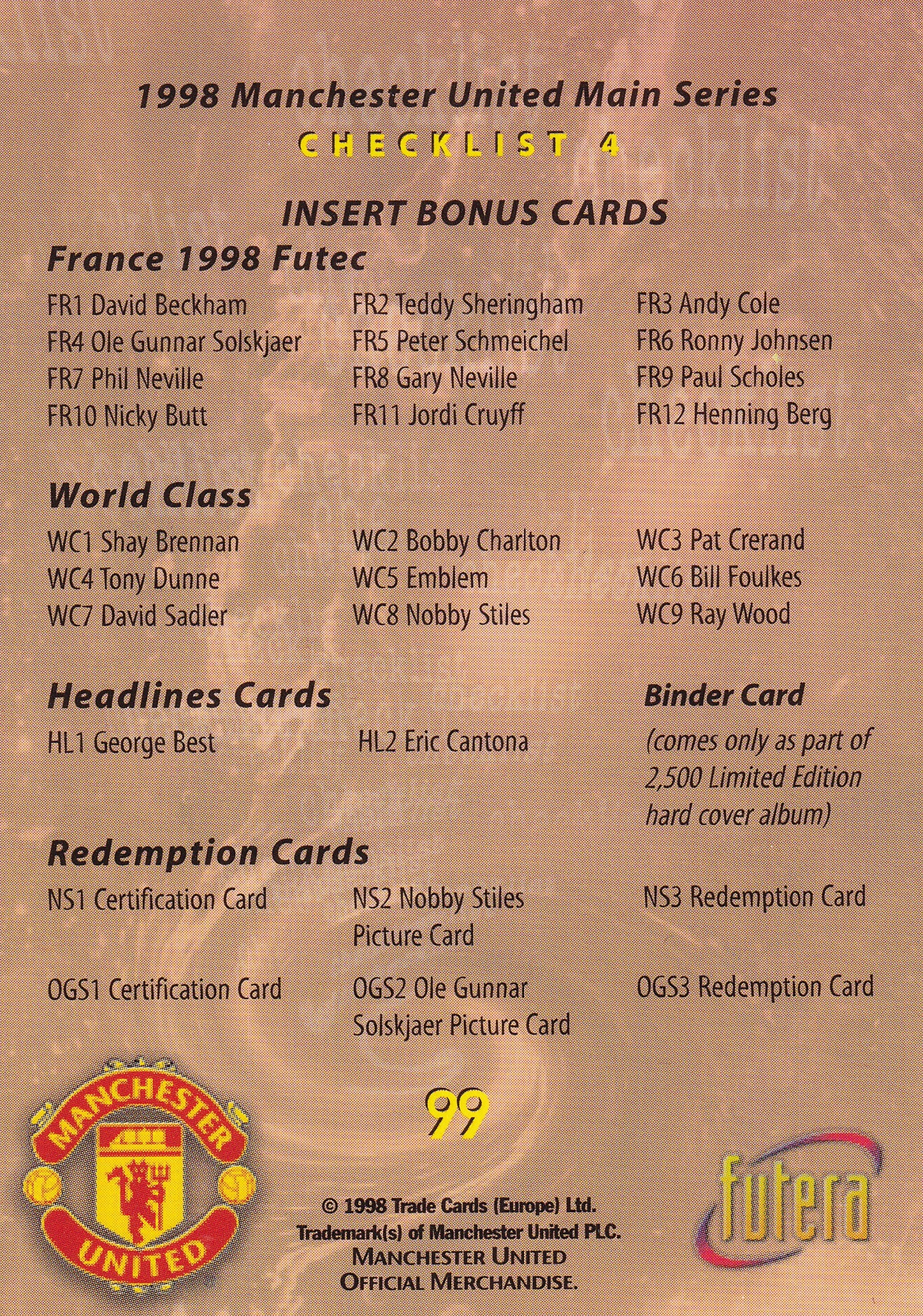 099. MANCHESTER UNITED - CHECKLIST 4 - FR1 - OGS3