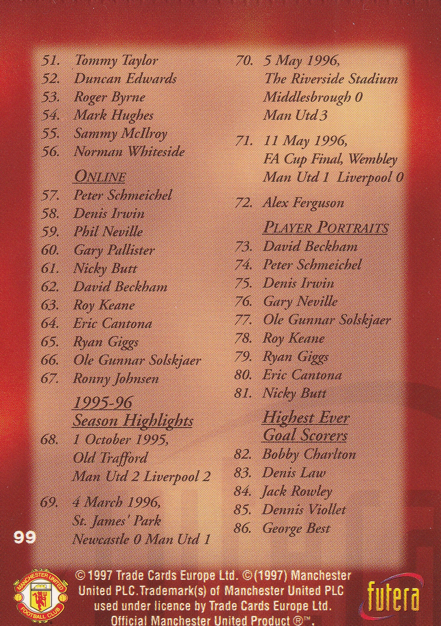 099. MANCHESTER UNITED - CHECKLIST NO.2