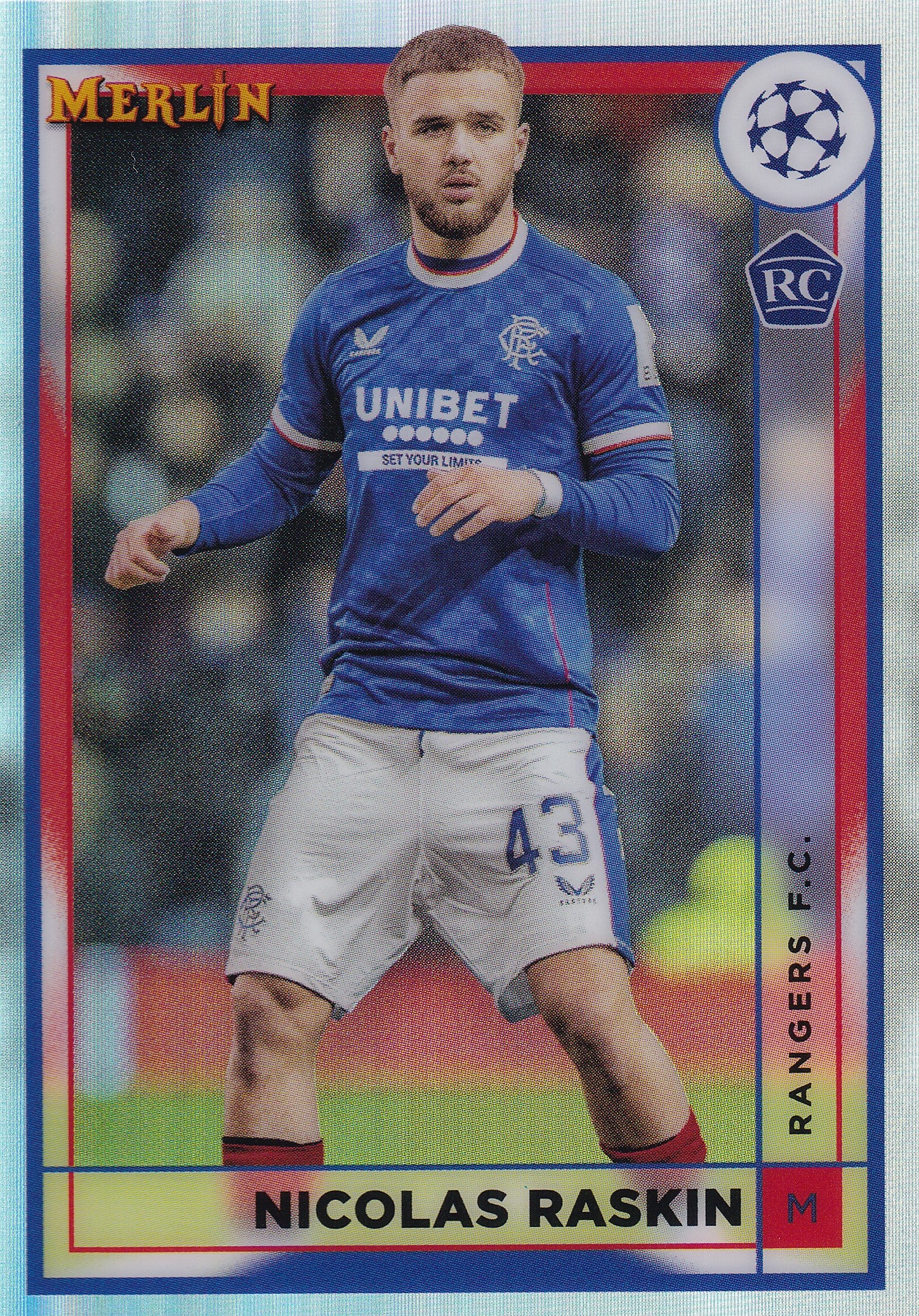 148. NICOLAS RASKIN - RANGERS F.C. - ROOKIE CARD - REFRACTOR