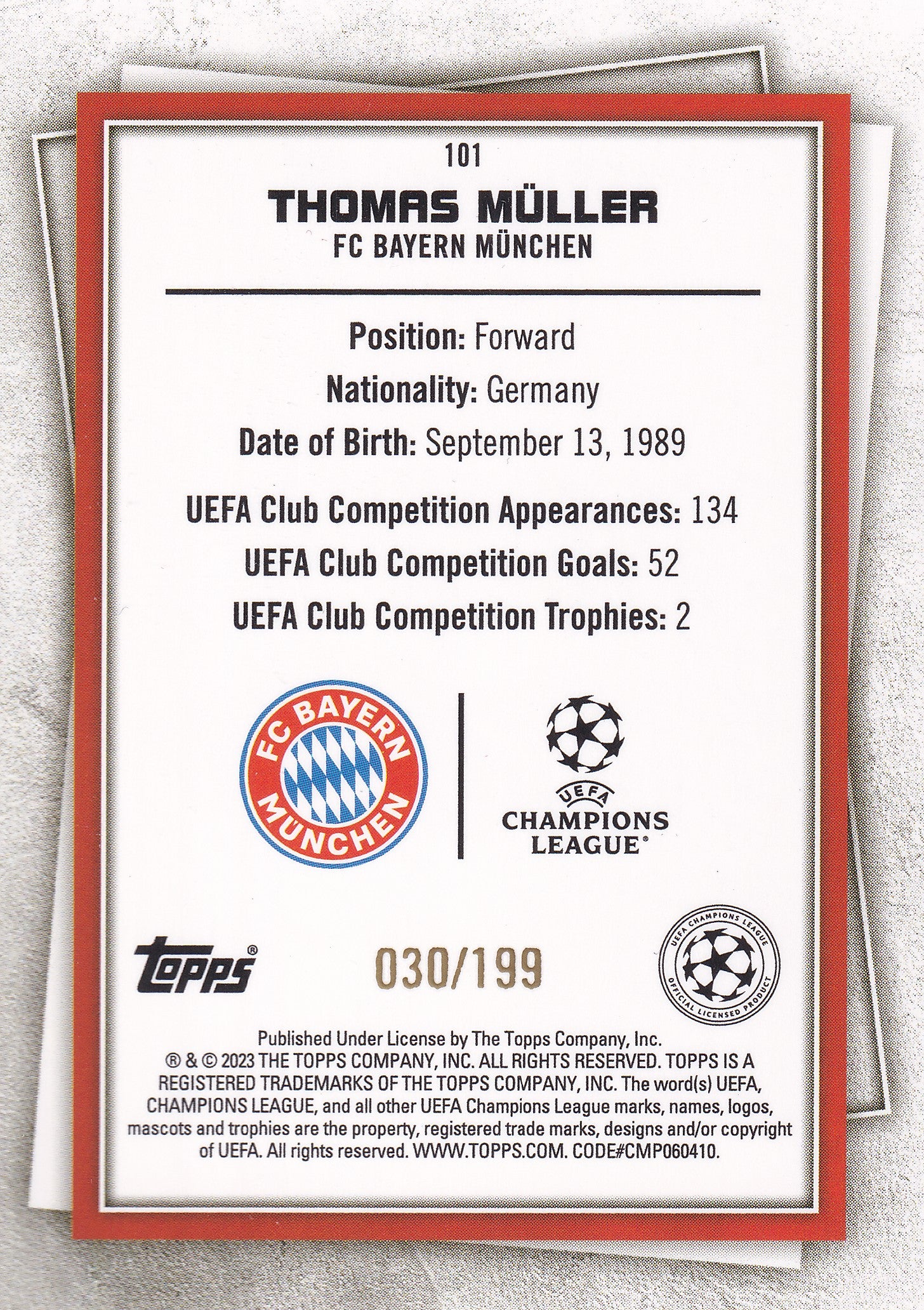101. THOMAS MULLER - FC BAYERN MUNCHEN - /199