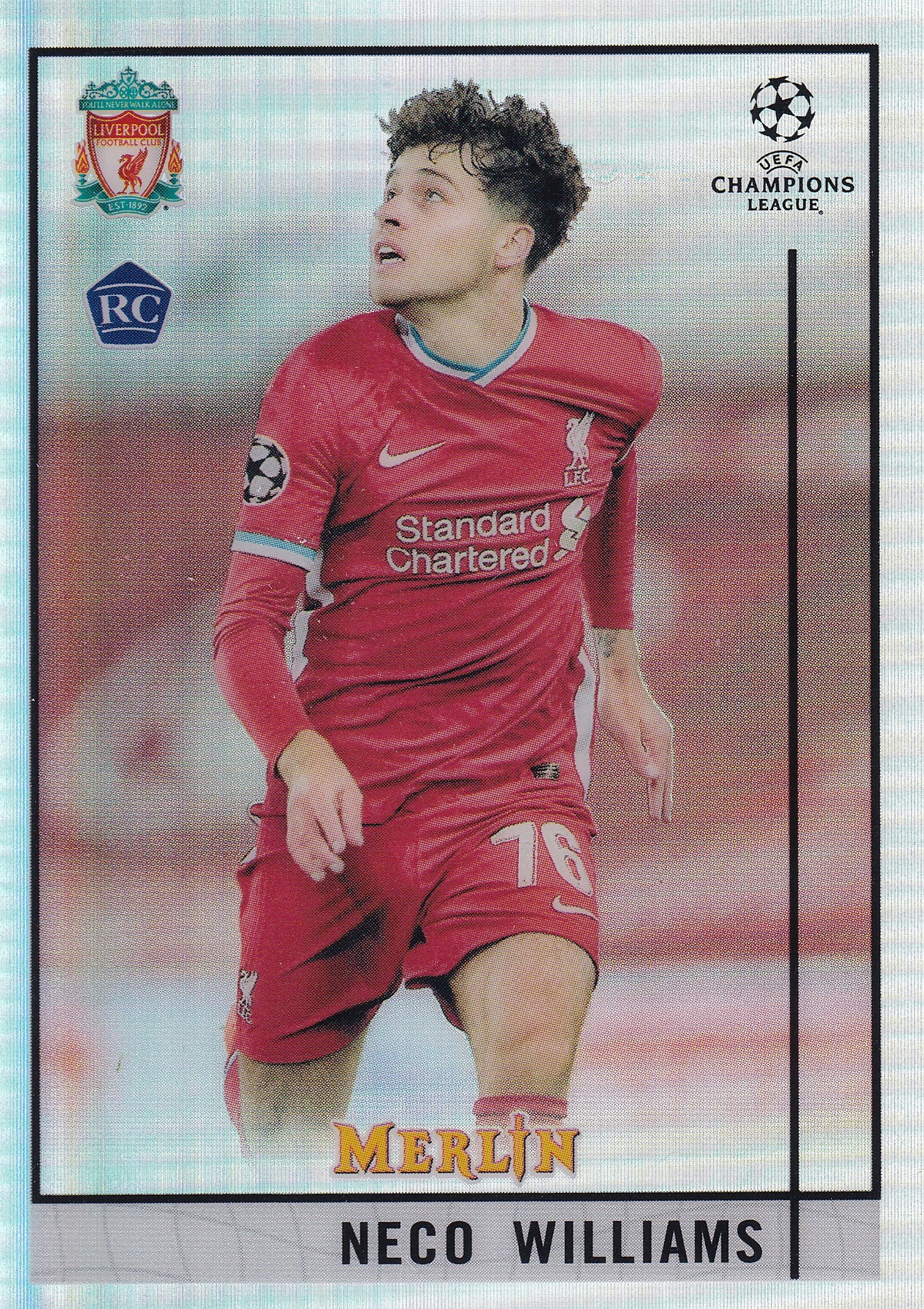 032. NECO WILLIAMS - LIVERPOOL FC - ROOKIE CARD - REFRACTOR