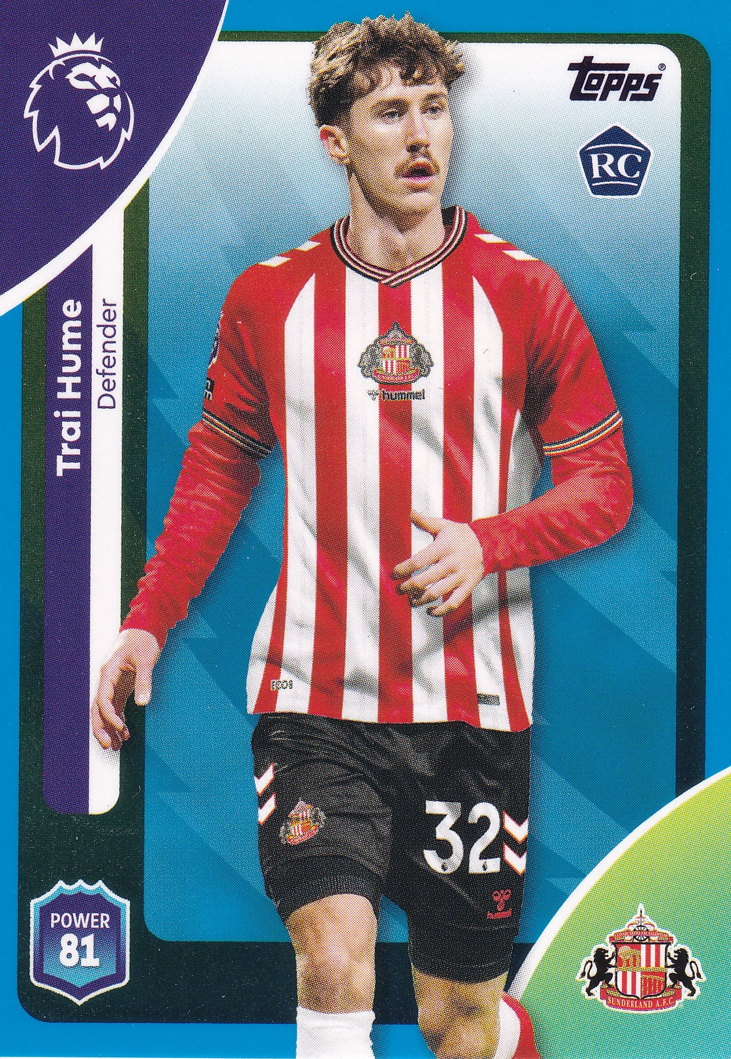 345. TRAI HUME - SUNDERLAND - ROOKIE CARD - BLUE PARALLELL