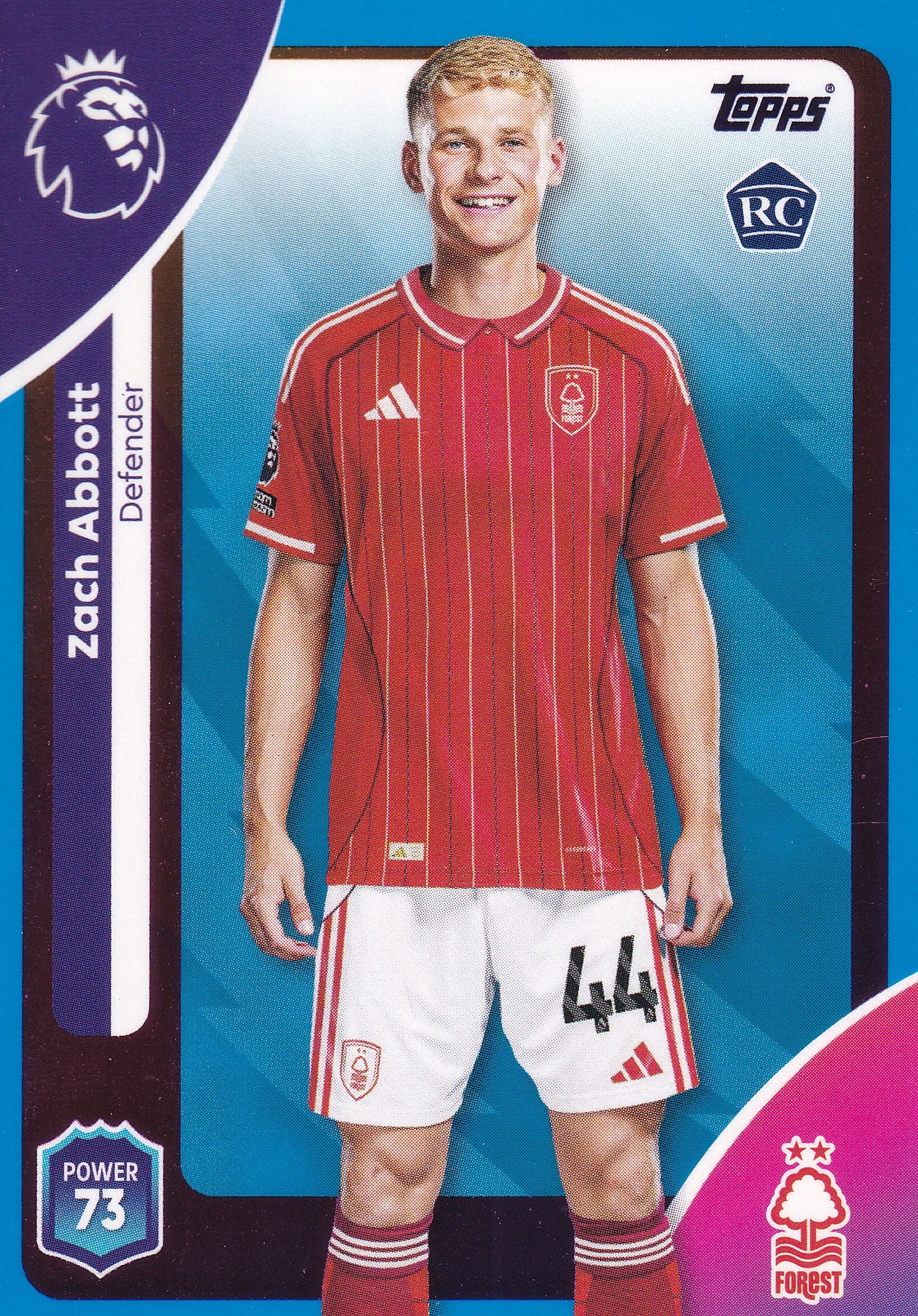 241. ZACH ABBOTT - NOTTINGHAM FOREST - ROOKIE CARD - BLUE PARALLELL