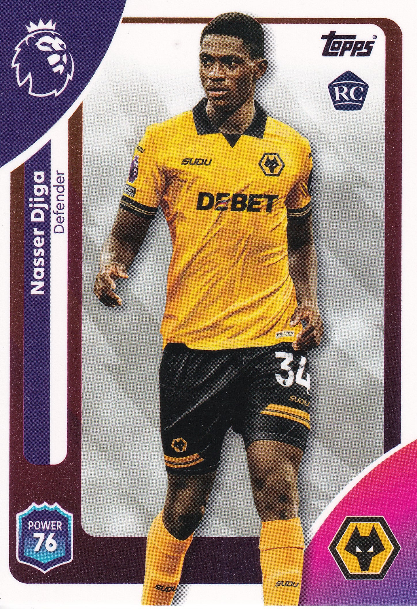 292. NASSER DJIGA - WOLVERHAMPTON WANDERERS - ROOKIE CARD