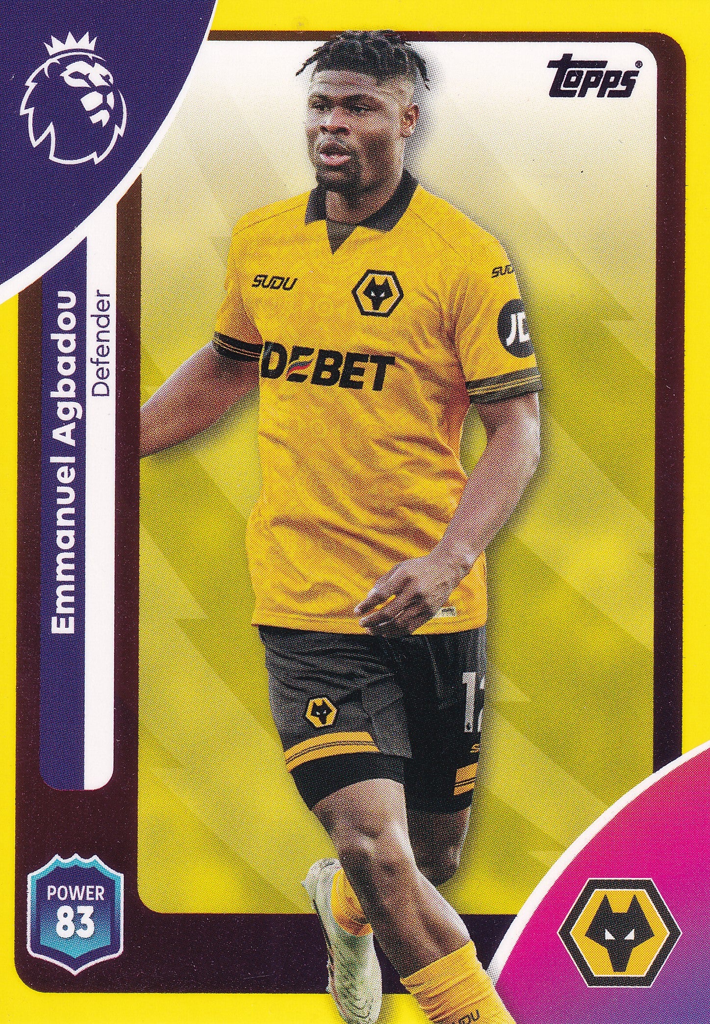 293. EMMANUEL AGBADOU - WOLVERHAMPTON WANDERERS - YELLOW PARALLELL