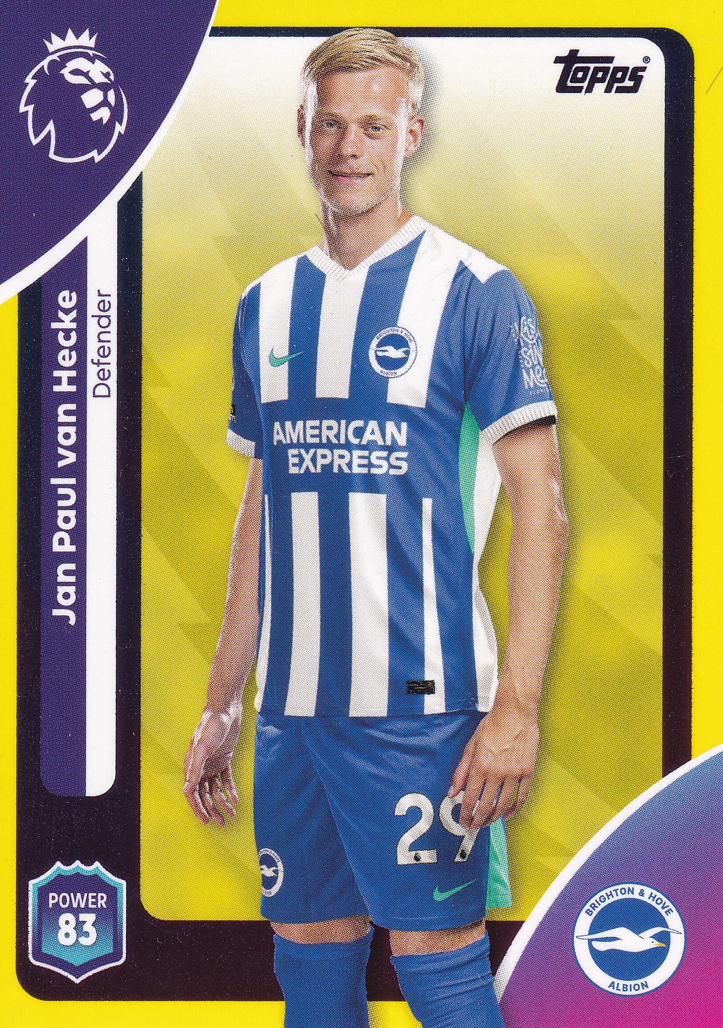 075. JAN PAUL VAN HECKE - BRIGHTON & HOVE ALBION - YELLOW PARALLELL
