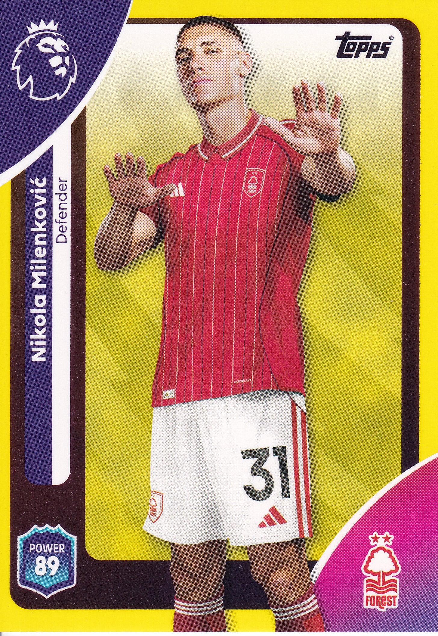 237. NIKOLA MILENKOVIC - NOTTINGHAM FOREST - YELLOW PARALLELL