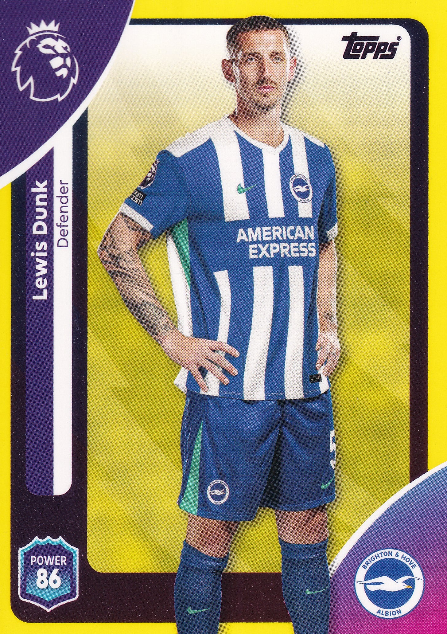 077. LEWIS DUNK - BRIGHTON & HOVE ALBION - YELLOW PARALLELL