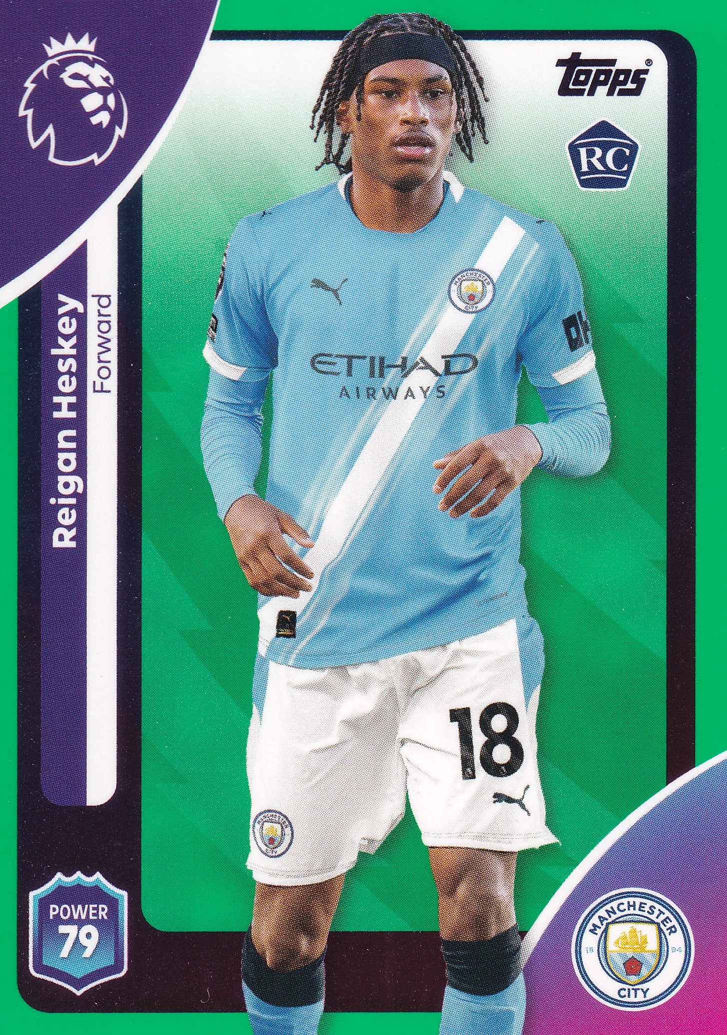 193. REIGAN HESKEY - MANCHESTER CITY - ROOKIE CARD - GREEN PARALLELL