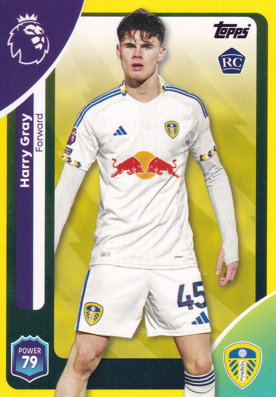 334. HARRY GRAY - LEEDS UNITED - ROOKIE CARD - YELLOW PARALLELL
