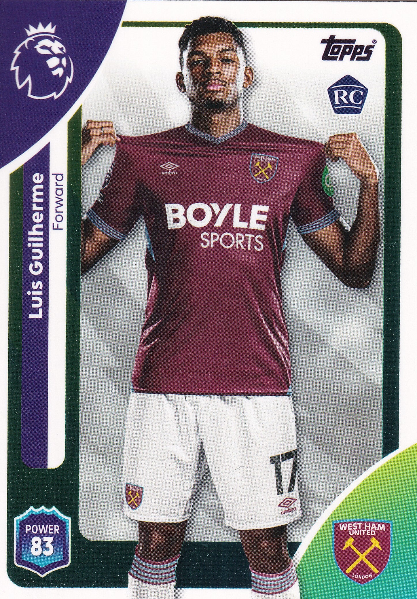 285. LUIS GUILHERME - WEST HAM UNITED - ROOKIE CARD