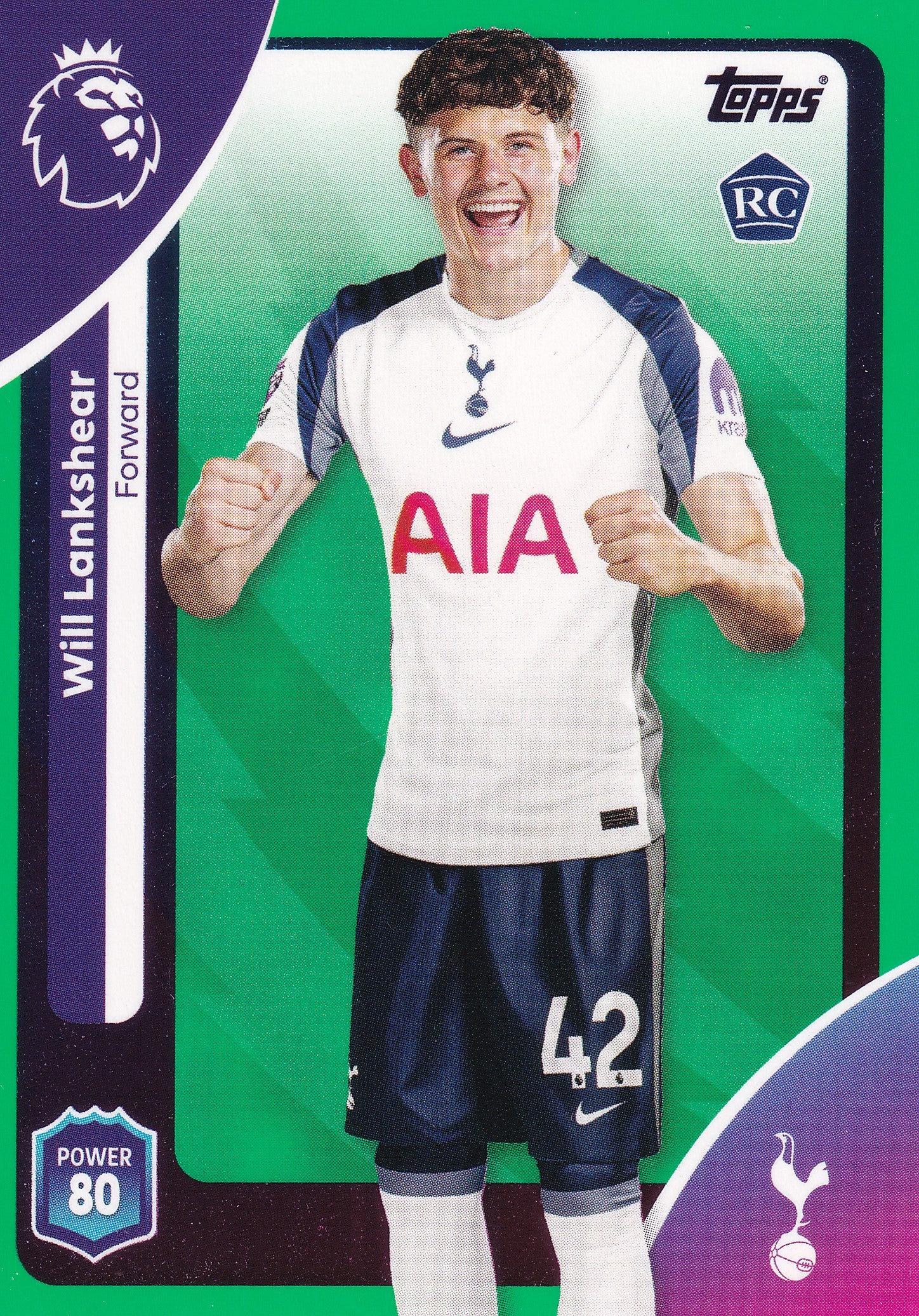 263. WILL LANKSHEAR - TOTTENHAM HOTSPUR - ROOKIE CARD - GREEN PARALLELL