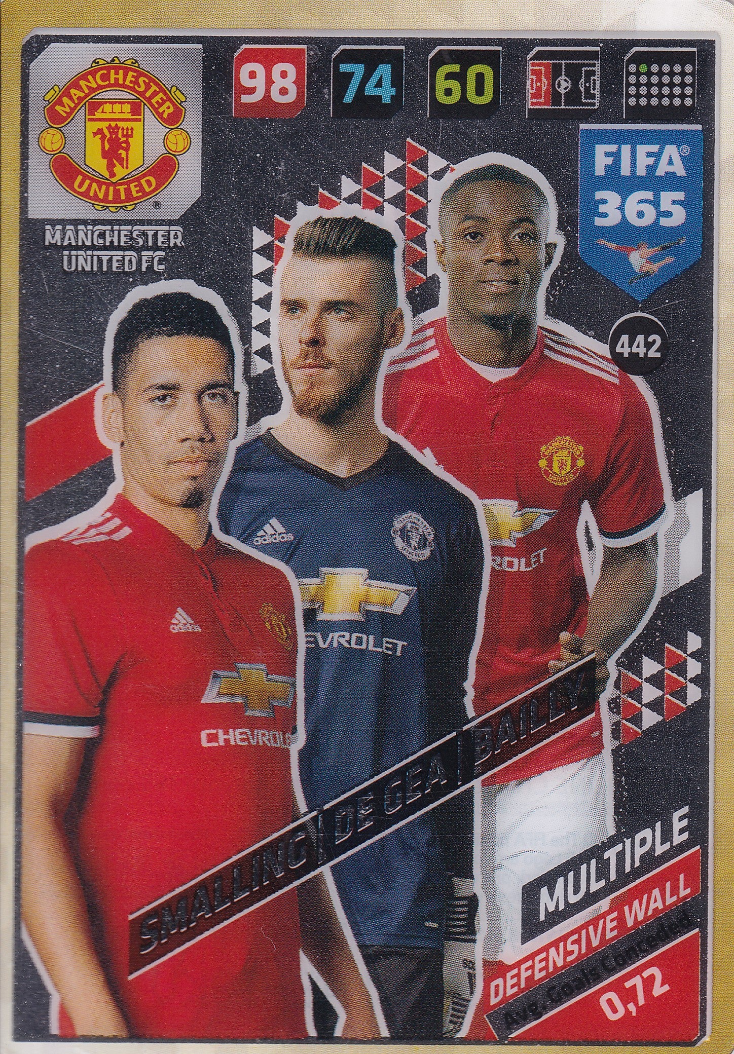 442. SMALLING - DE GEA - BAILLY - MANCHESTER UNITED FC - MULTIPLE - DEFENSIVE WALL