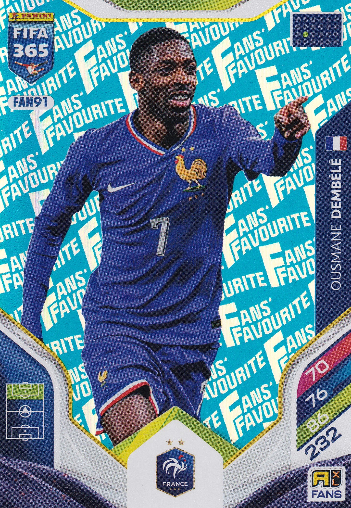FAN-091. OUSMANE DEMBELE - FRANCE - FANS FAVOURITE - BLUE
