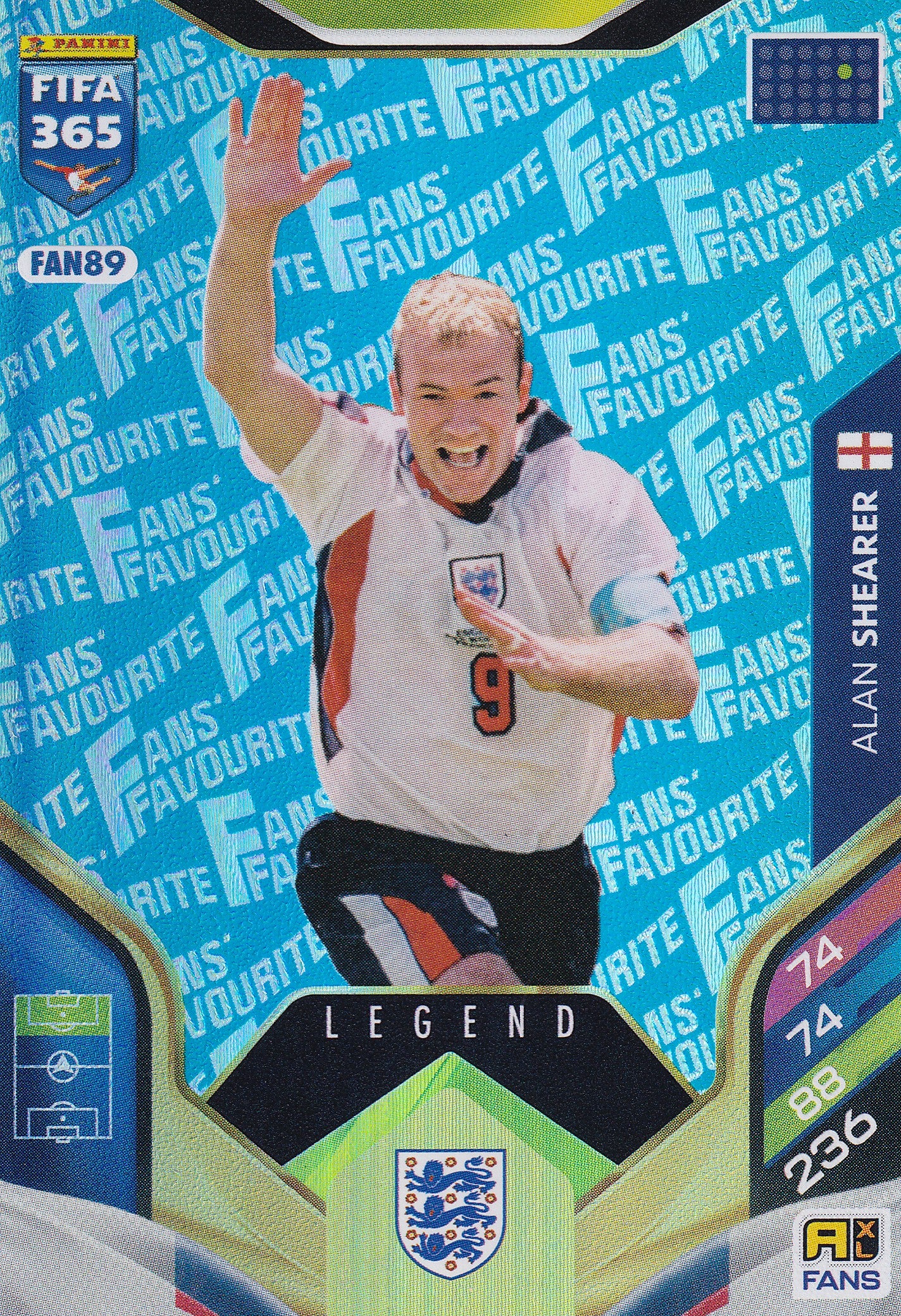 FAN-089. ALAN SHEARER - ENGLAND - FANS FAVOURITE LEGEND - BLUE