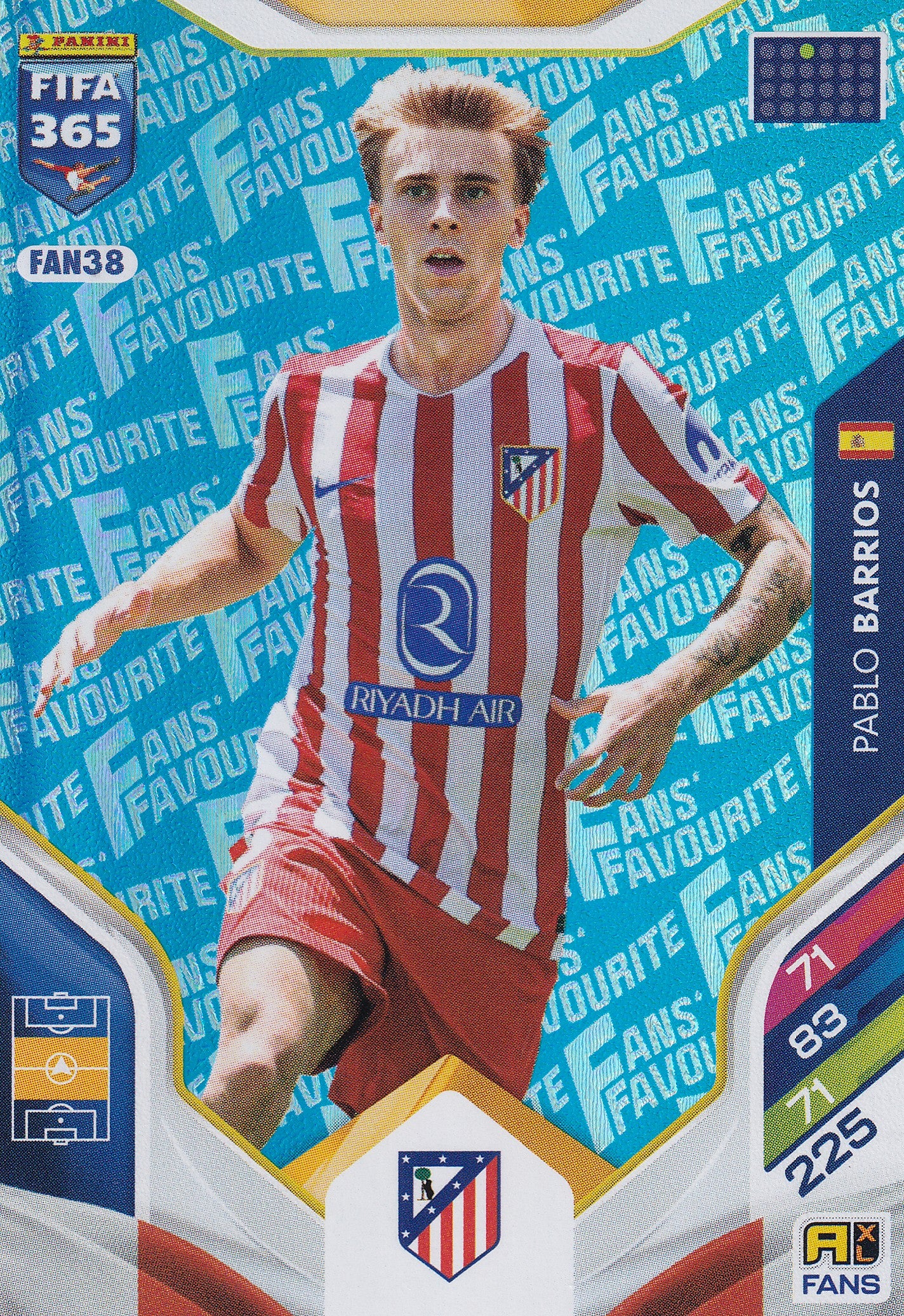 FAN-038. PABLO BARRIOS - ATLETICO DE MADRID - FANS FAVOURITE - BLUE
