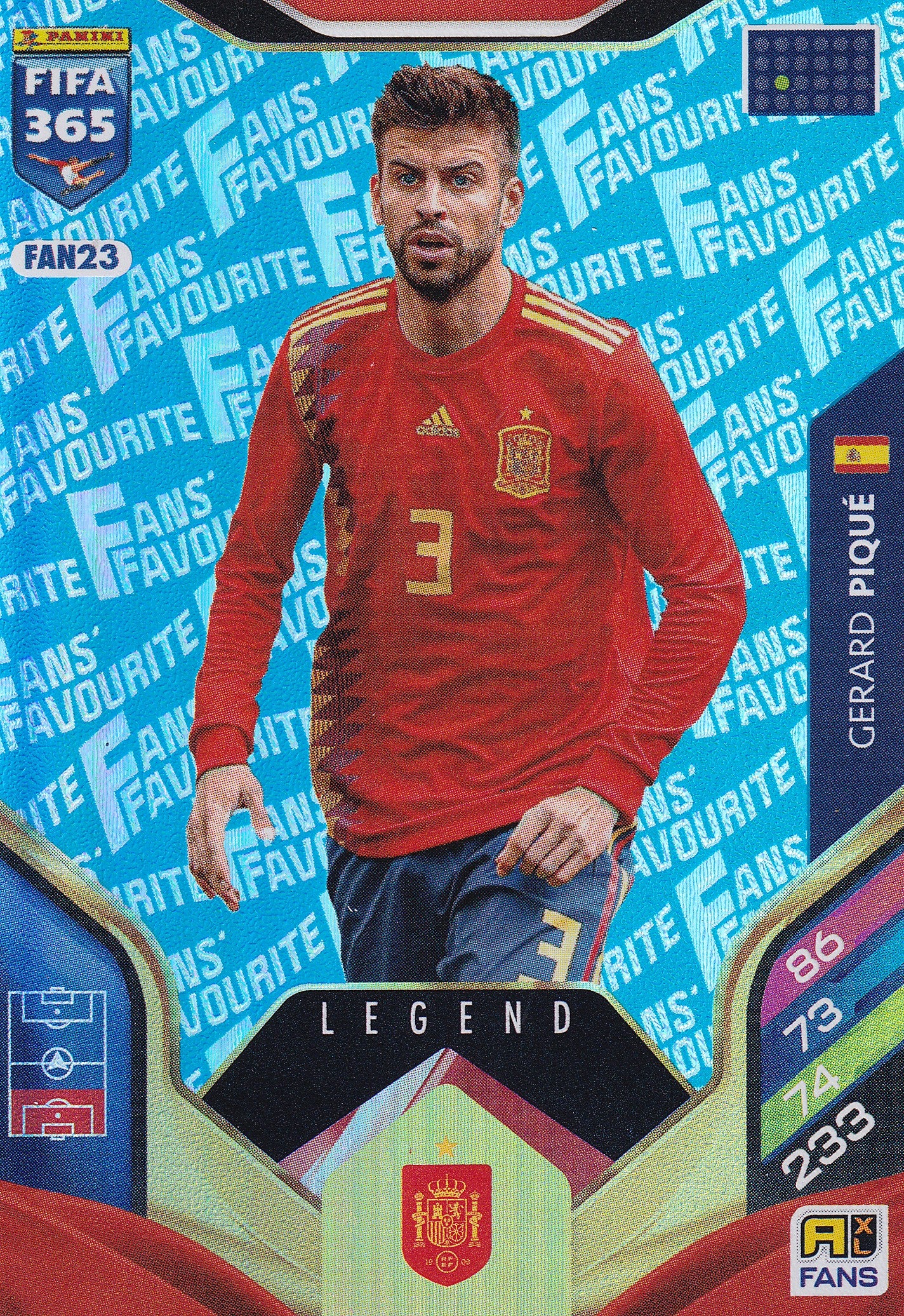FAN-023. GERARD PIQUE - SPAIN - FANS FAVOURITE LEGEND - BLUE