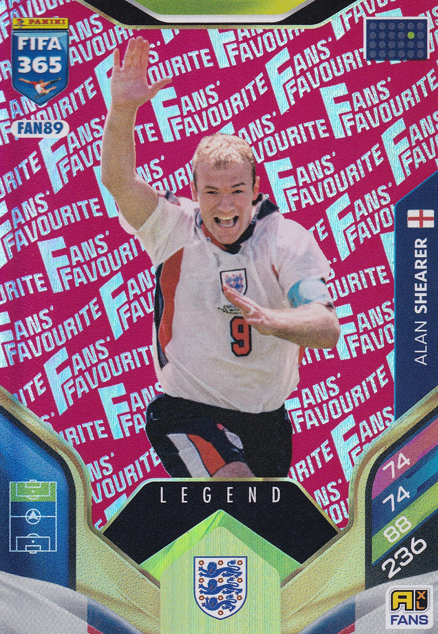 FAN-089. ALAN SHEARER - ENGLAND - FANS FAVOURITE LEGEND - RED