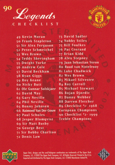 090. MANCHESTER UNITED - LEGENDS - CHECKLIST 2