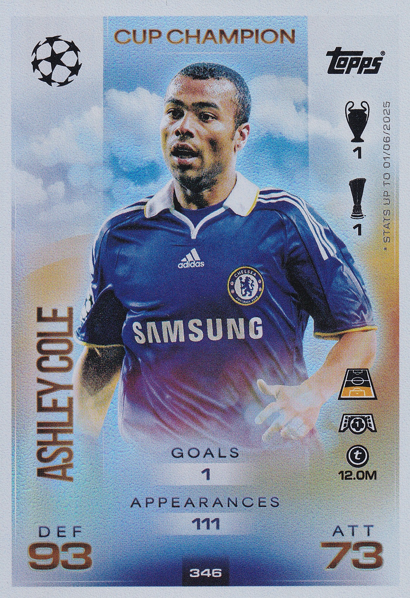 346. ASHLEY COLE - CHELSEA - CUP CHAMPION