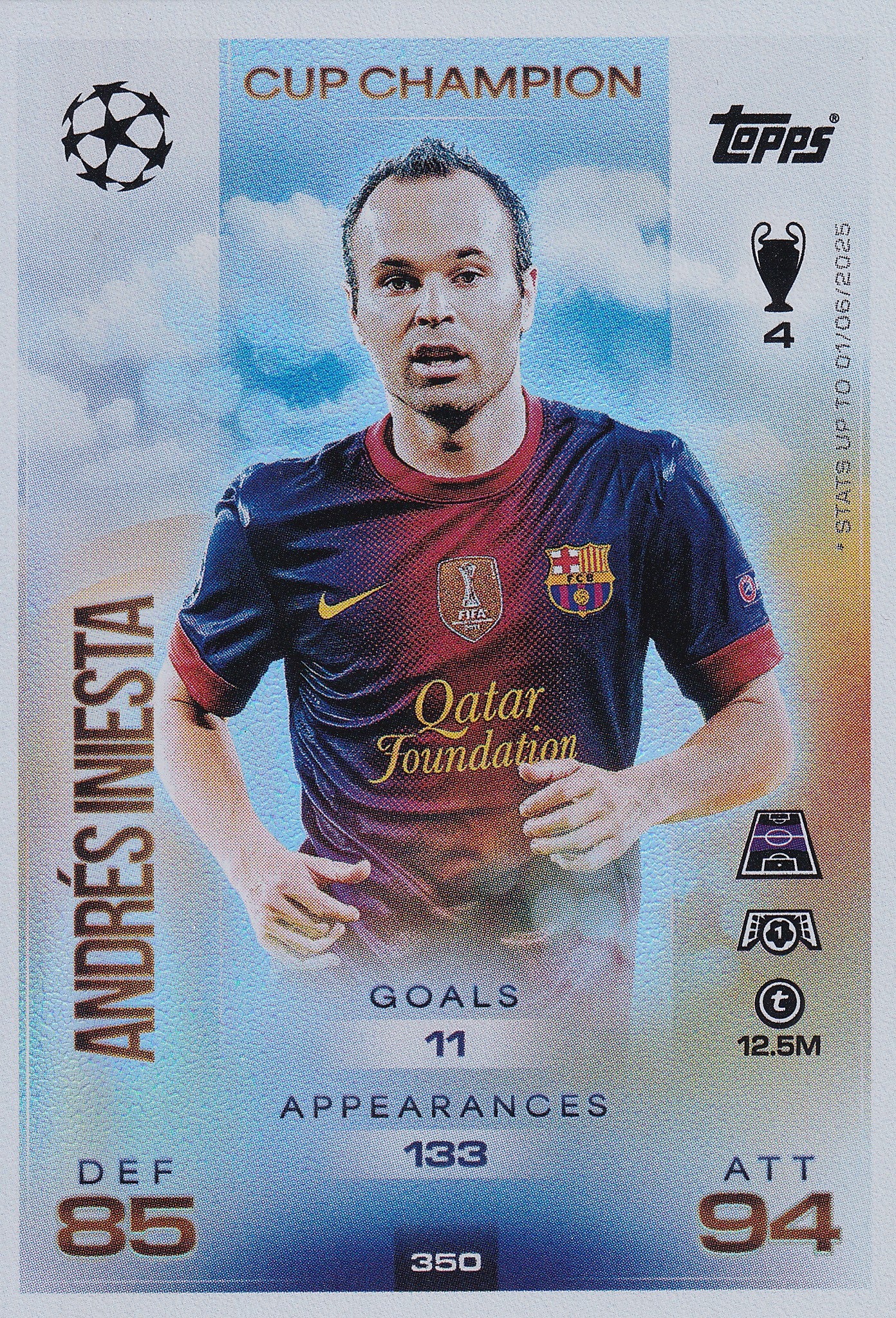350. ANDRES INIESTA - FC BARCELONA - CUP CHAMPION - Sportmemos