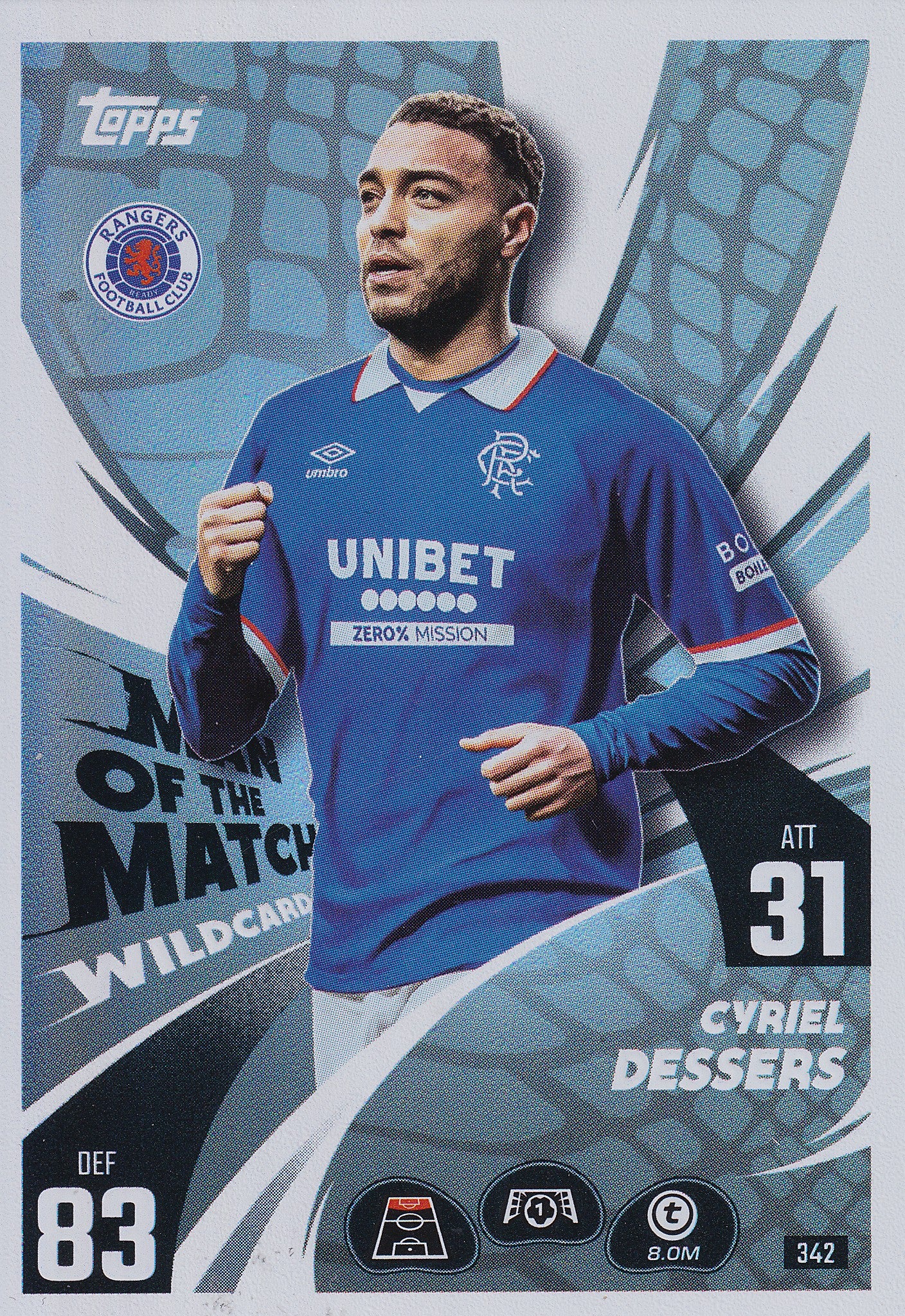 342. CYRIEL DESSERS - RANGERS - MAN OF THE MATCH WILDCARD