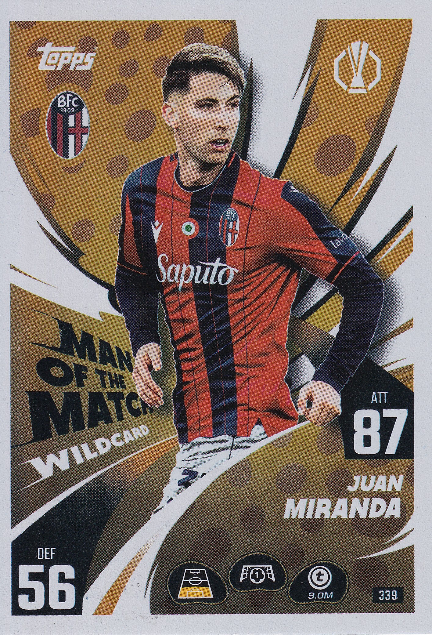 339. JUAN MIRANDA - BOLOGNA FC 1909 - MAN OF THE MATCH WILDCARD