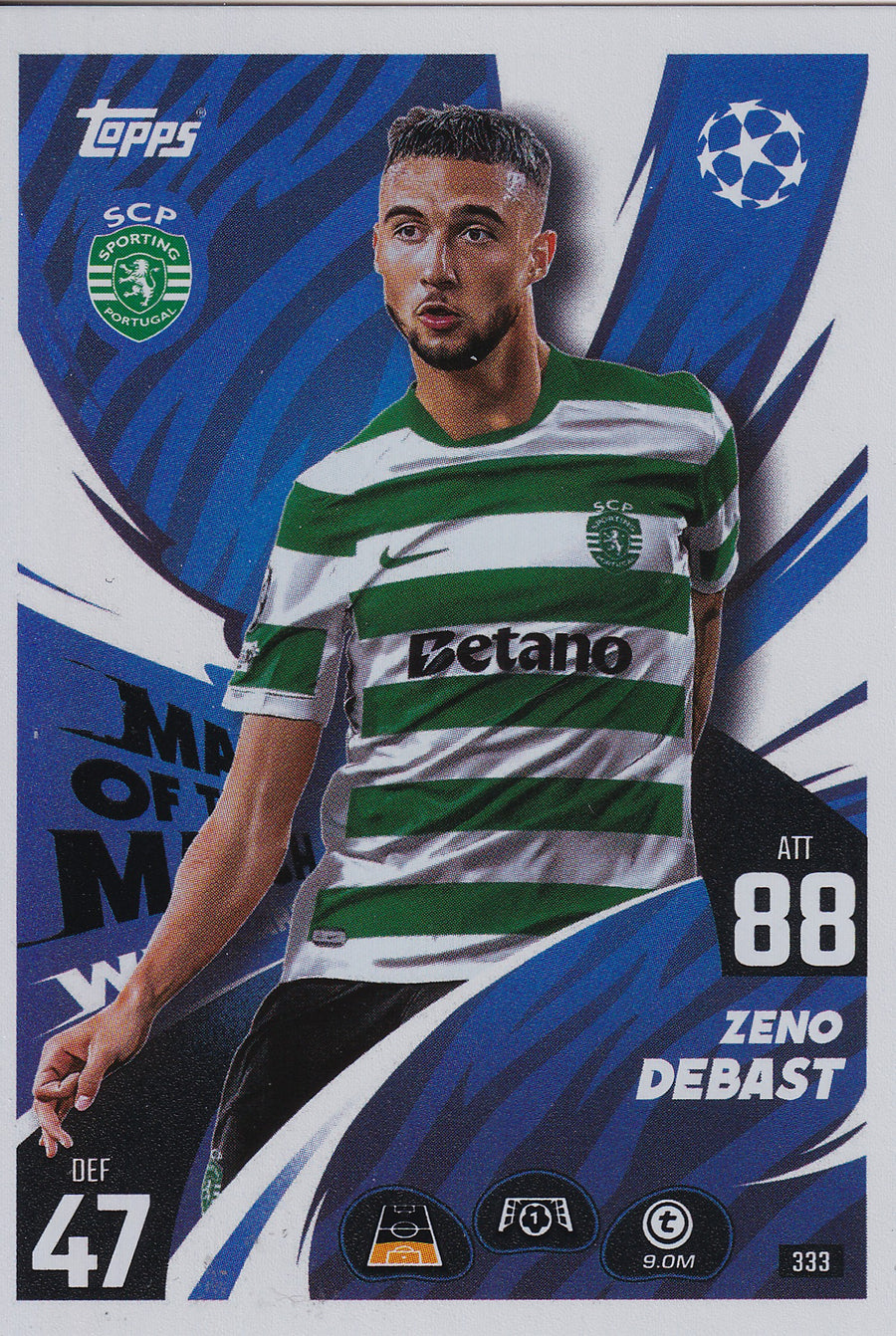 333. ZENO DEBAST - SPORTING CLUBE DE PORTUGAL - MAN OF THE MATCH WILDCARD