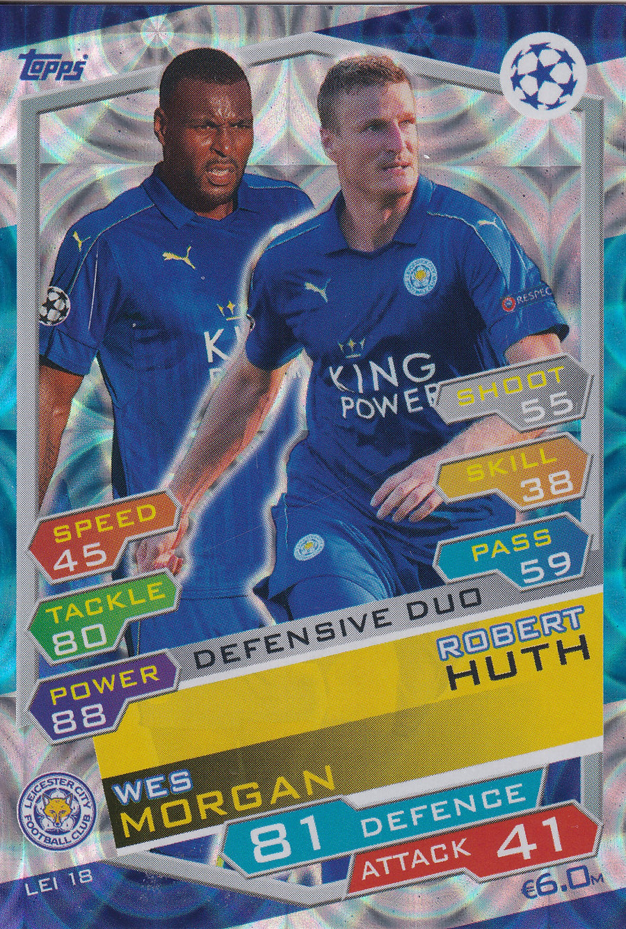 LEI-18. WES MORGAN - ROBERT HUTH - LEICESTER CITY - DEFENSIVE DUO