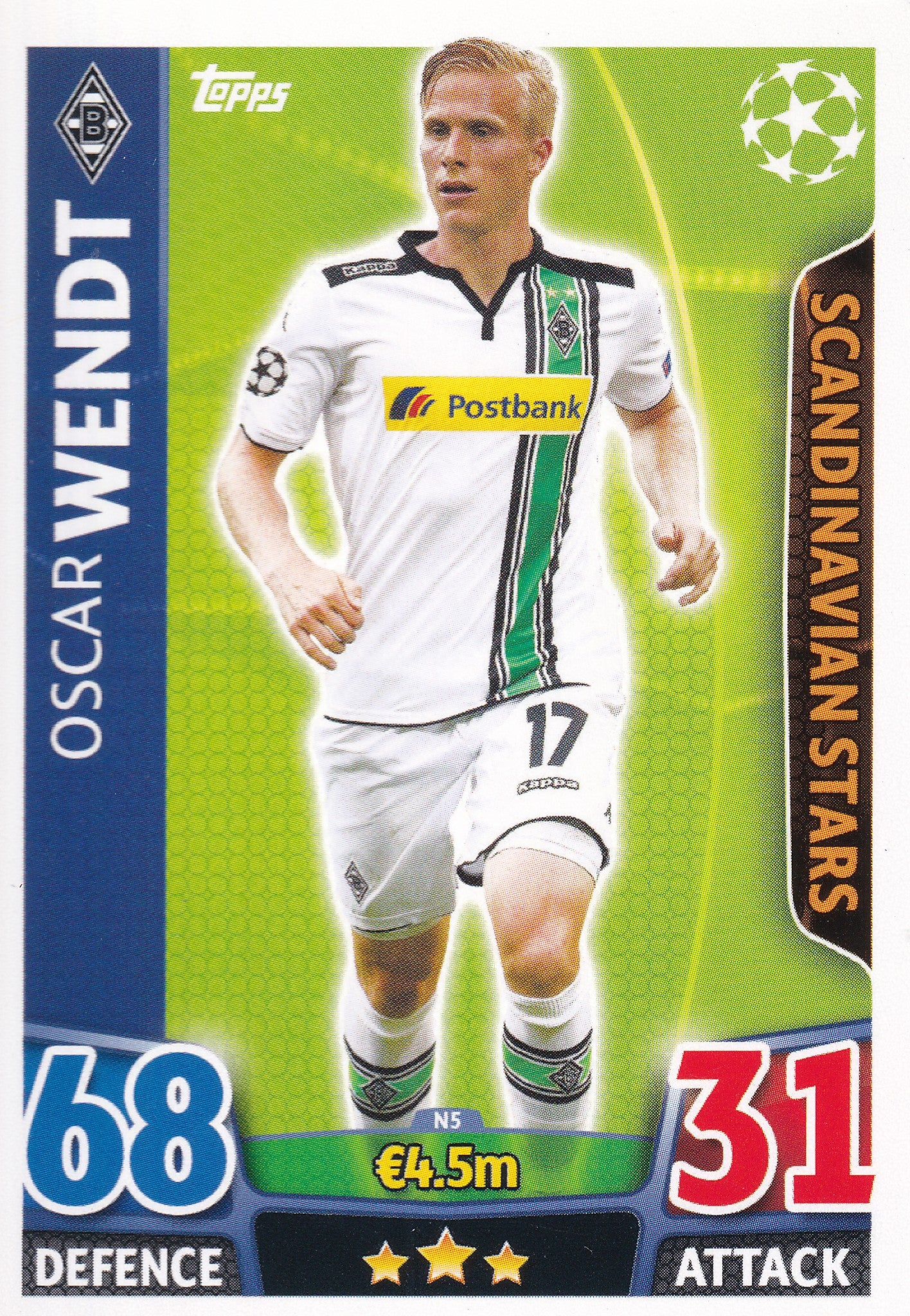 N-05. OSCAR WENDT - BORUSSIA MONCHENGLADBACH - SCANDINAVIAN STARS
