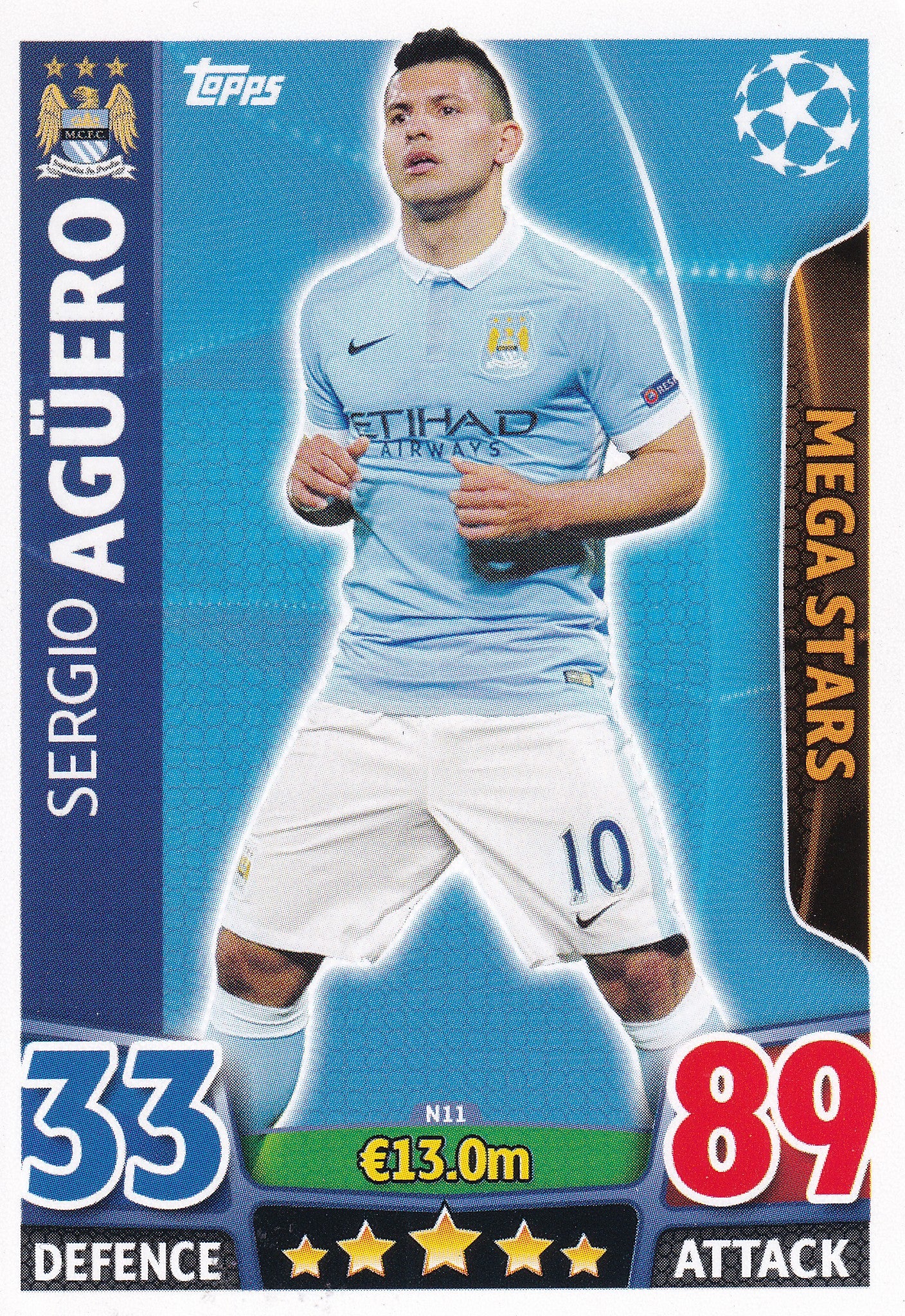 N-11. SERGIO AGUERO - MANCHESTER CITY - MEGA STARS