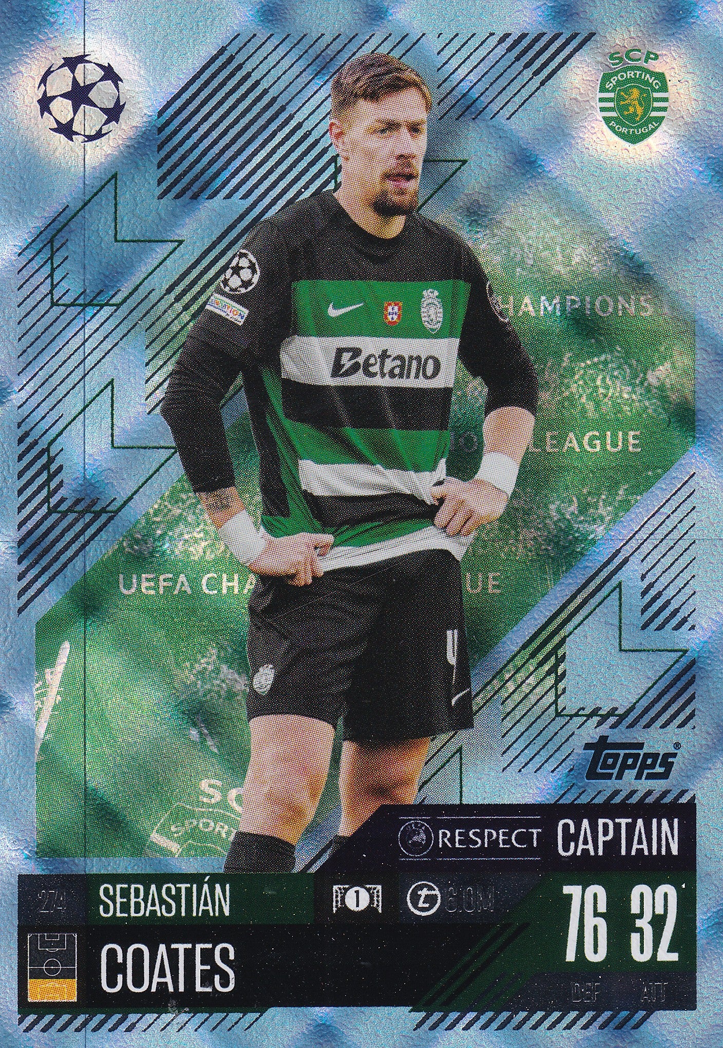 274. SEBASTIAN COATES - SPORTING CLUBE DE PORTUGAL - CAPTAIN - BLUE CRYSTAL