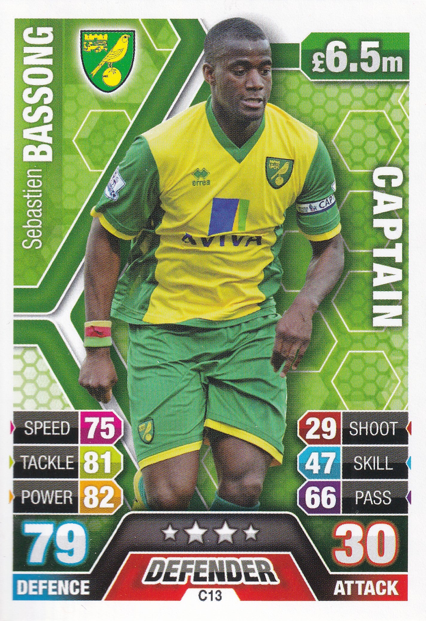 C-13. SEBASTIEN BASSONG - NORWICH CITY - CAPTAIN