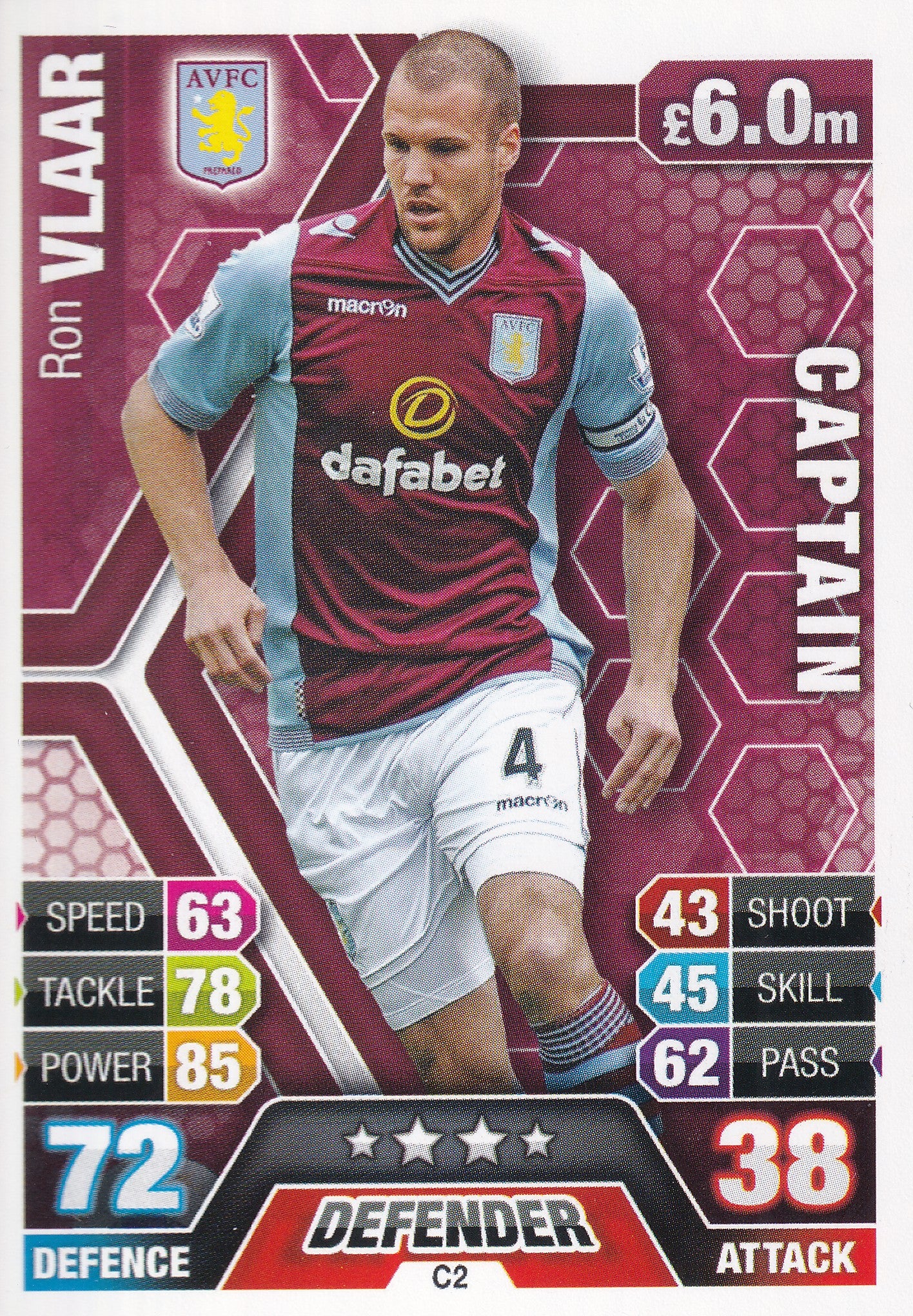 C-02. RON VLAAR - ASTON VILLA - CAPTAIN