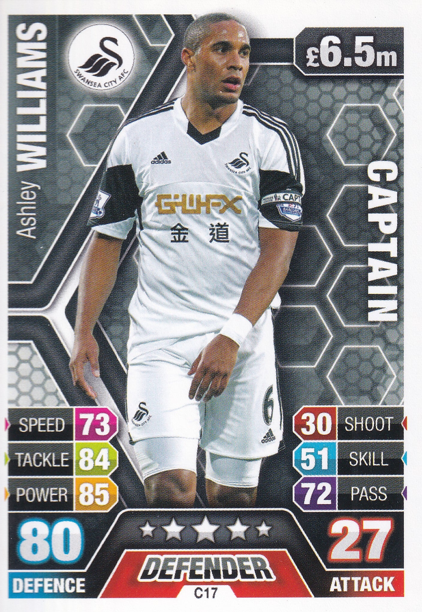 C-17. ASHLEY WILLIAMS - SWANSEA CITY - CAPTAIN