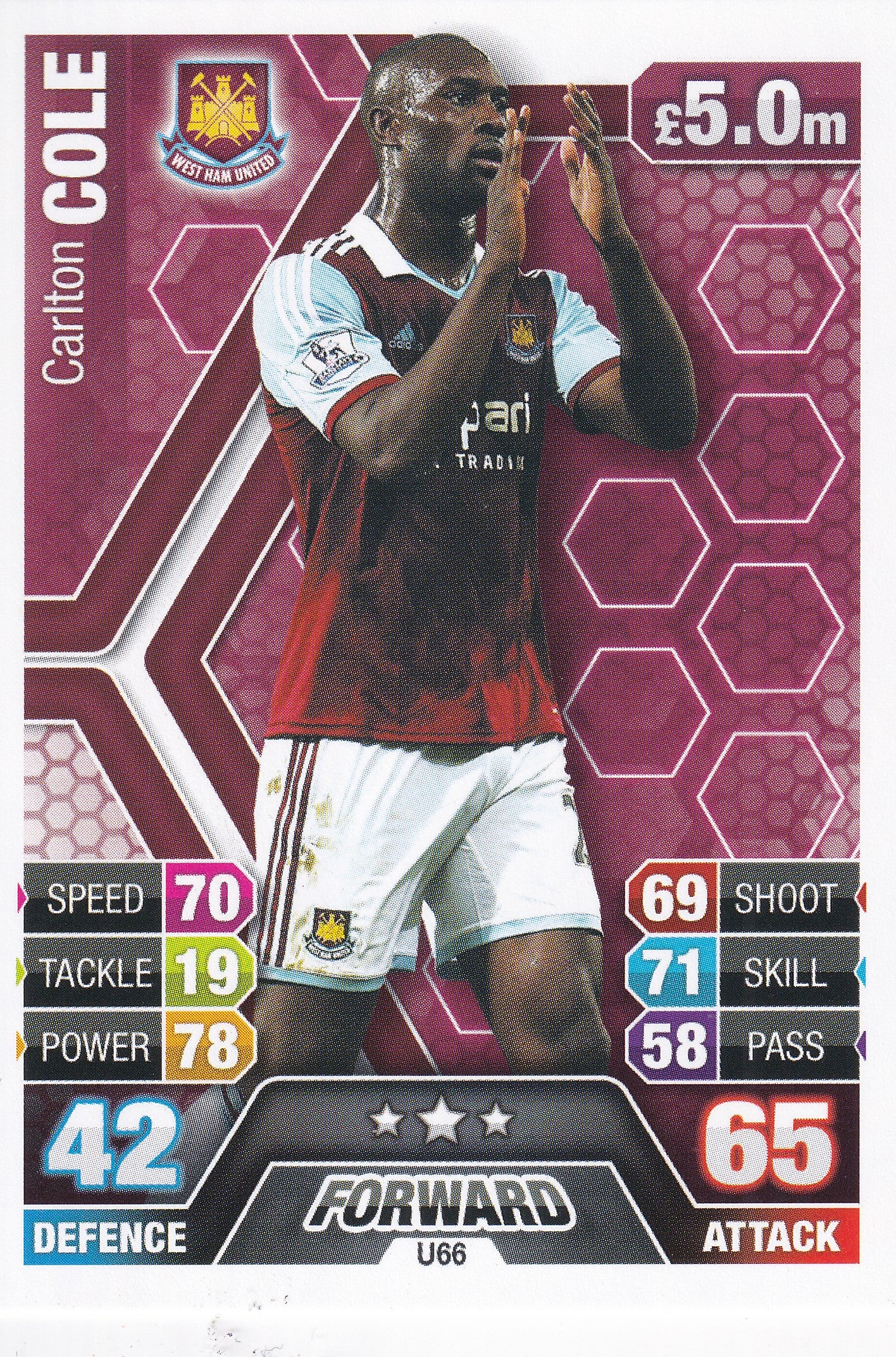 U066. CARLTON COLE - WEST HAM UNITED