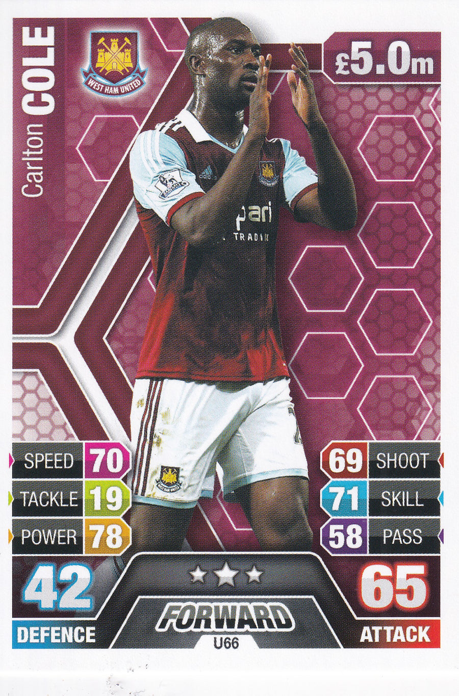 U066. CARLTON COLE - WEST HAM UNITED