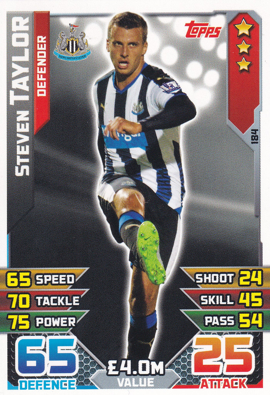 184. STEVEN TAYLOR - NEWCASTLE UNITED - DEFENDER