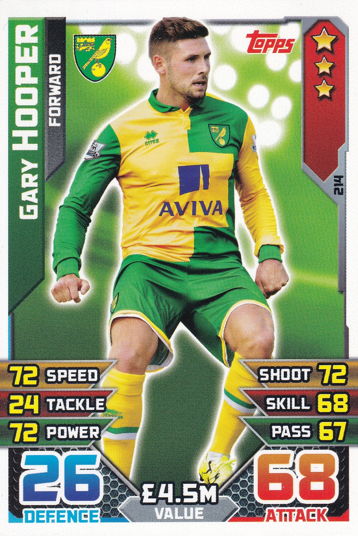 214. GARY HOOPER - NORWICH CITY - FORWARD
