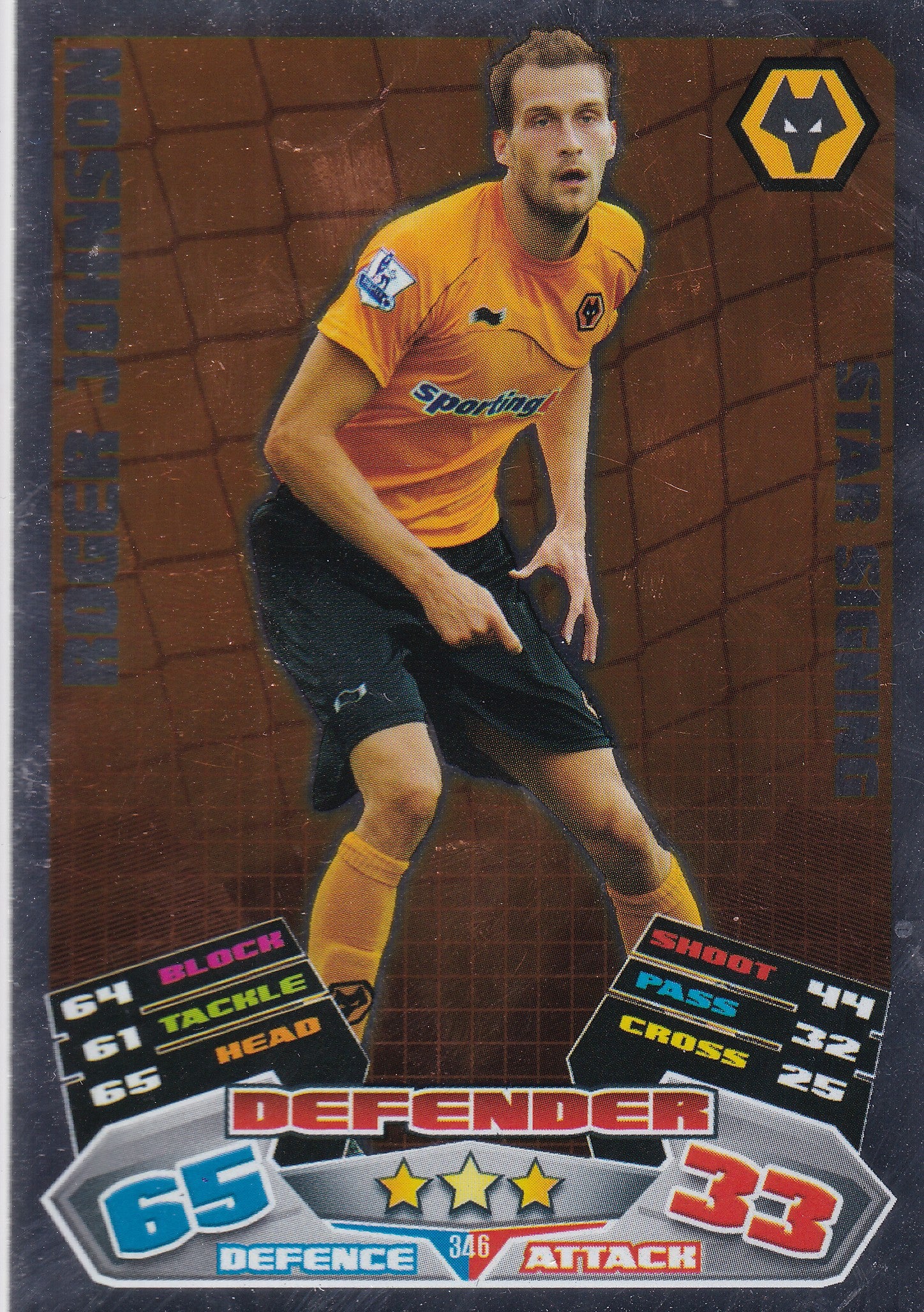 346. ROGER JOHNSON - WOLVERHAMPTON WANDERERS - STAR SIGNING