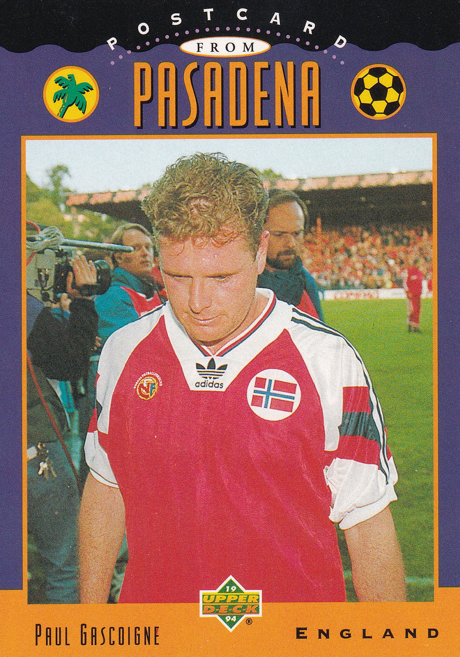 305. PAUL GASCOIGNE - ENGLAND - POSRCARD FROM PASEDENA