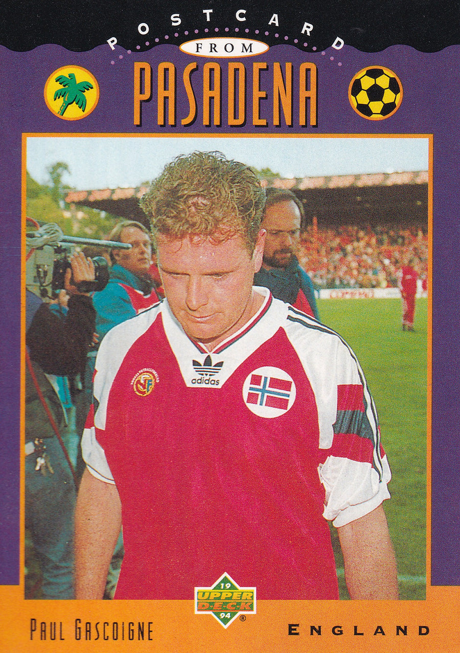UD05. PAUL GASCOIGNE - ENGLAND - POSTCARD TO PASADENA