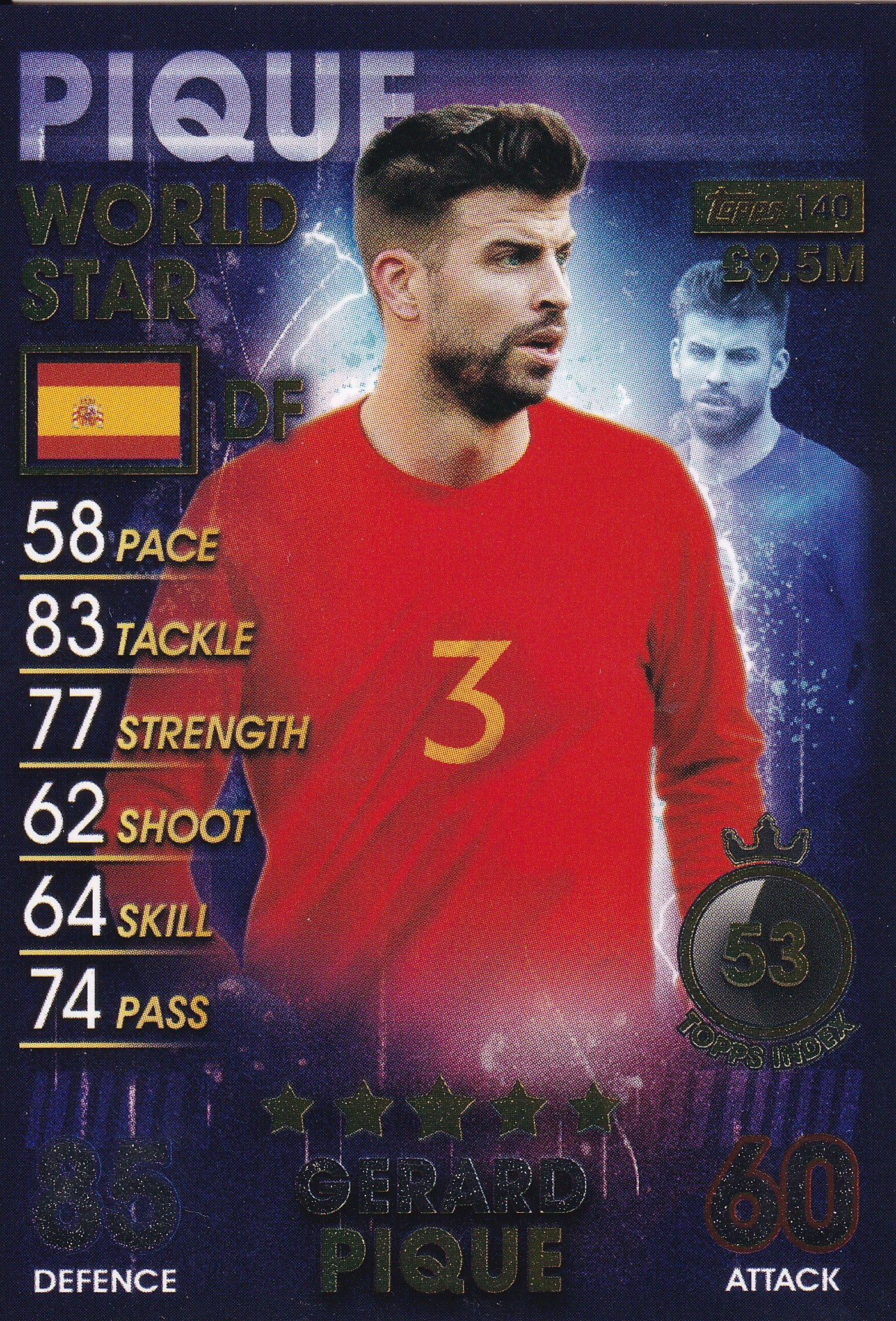 140. GERARD PIQUE - SPAIN - WORLD STAR
