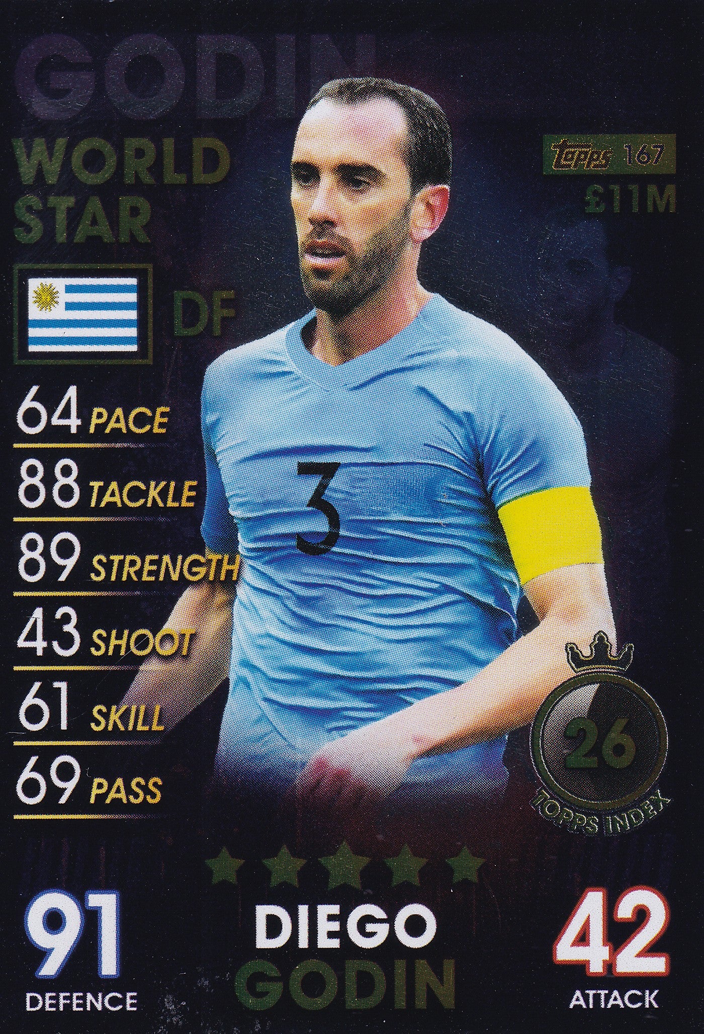 167. DIEGO GODIN - URUGUAY - WORLD STAR