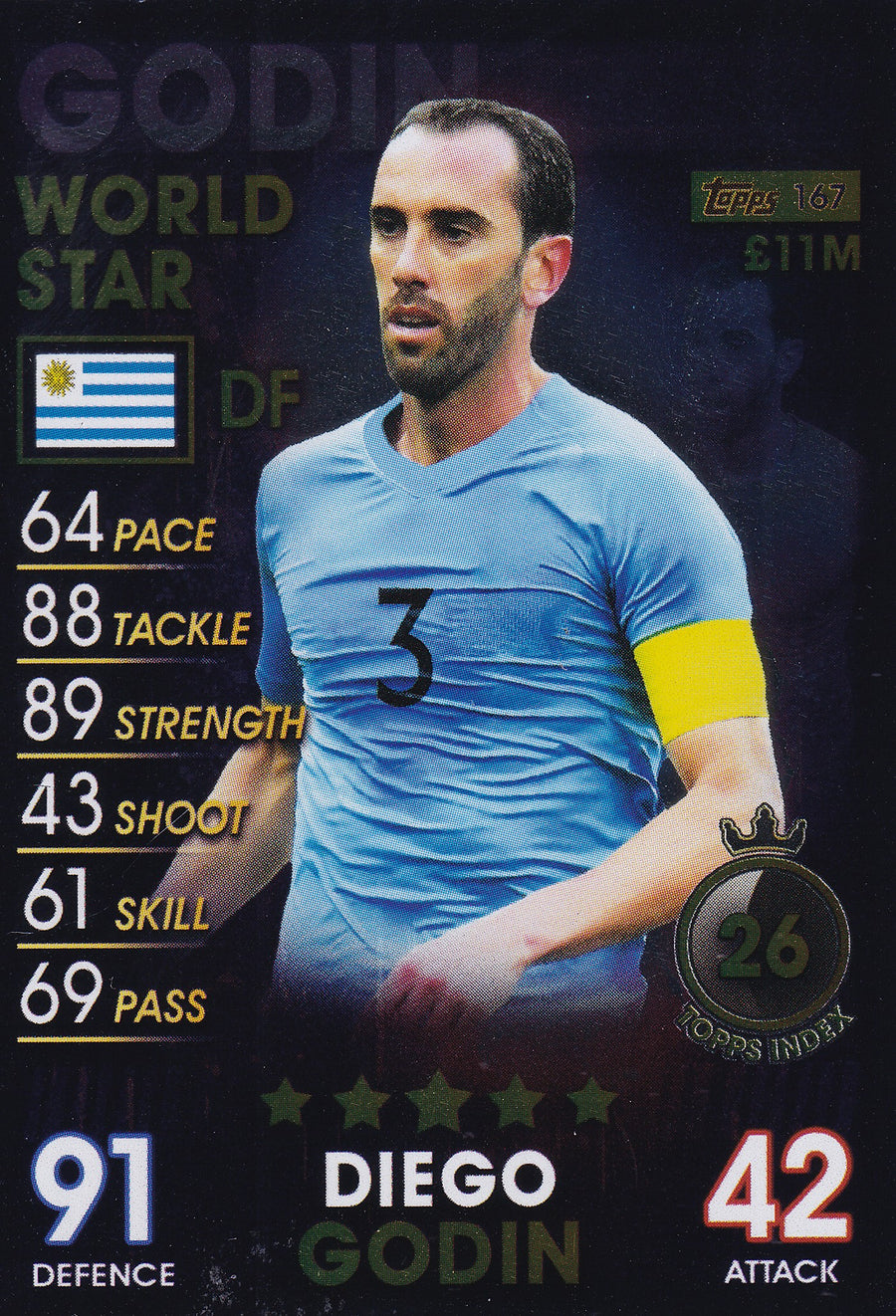 167. DIEGO GODIN - URUGUAY - WORLD STAR