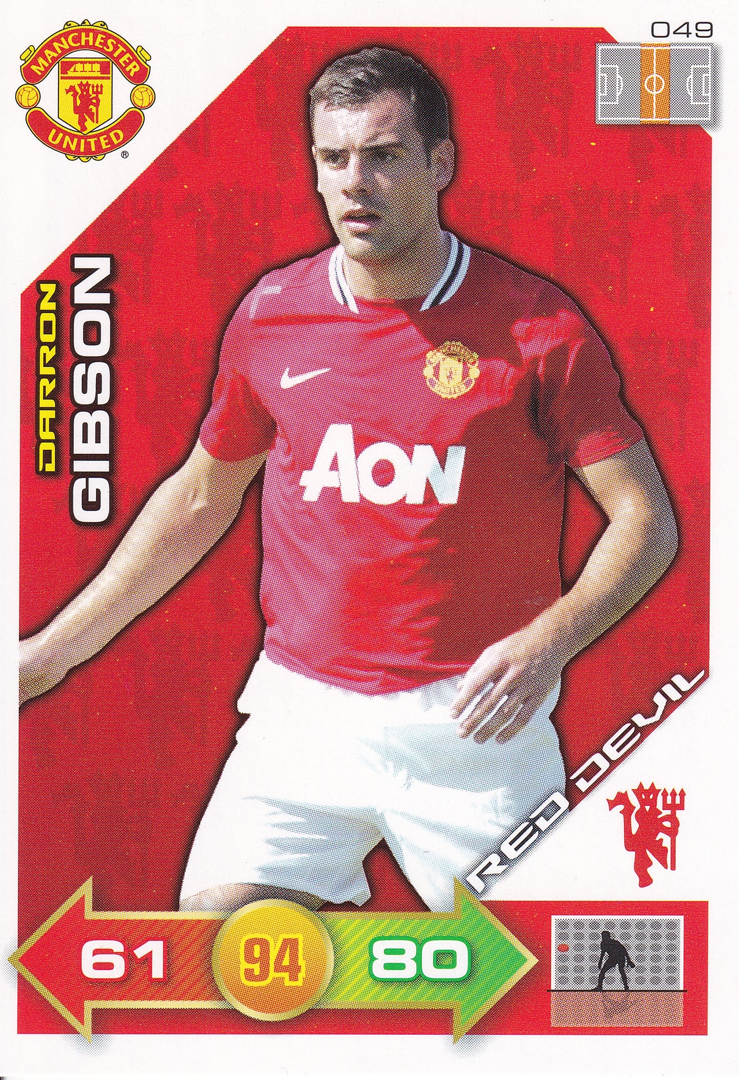 2011 - 049. DARRON GIBSON - MANCHESTER UNITED - RED DEVIL