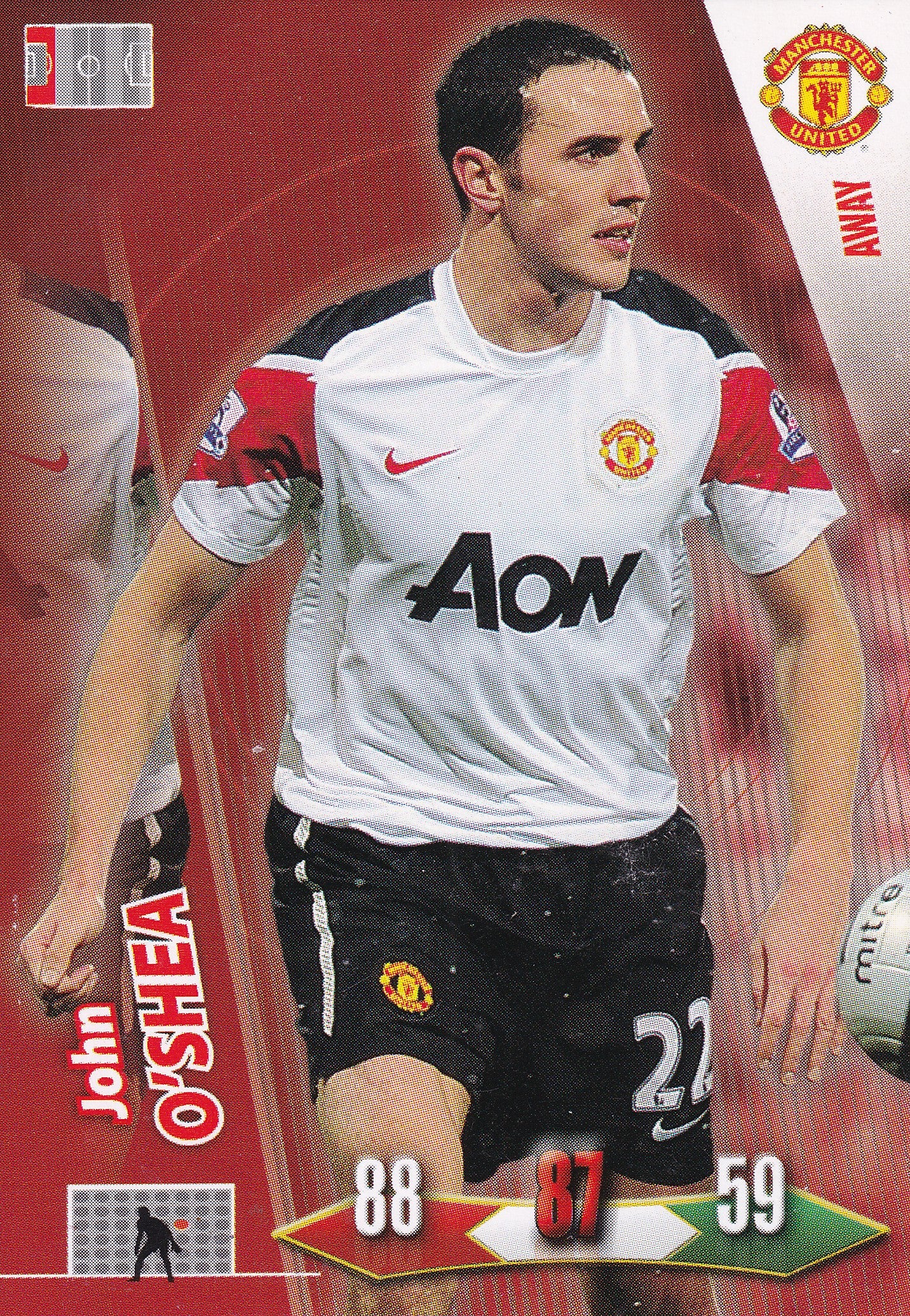 2010/11 - JOHN O'SHEA - MANCHESTER UNITED - AWAY
