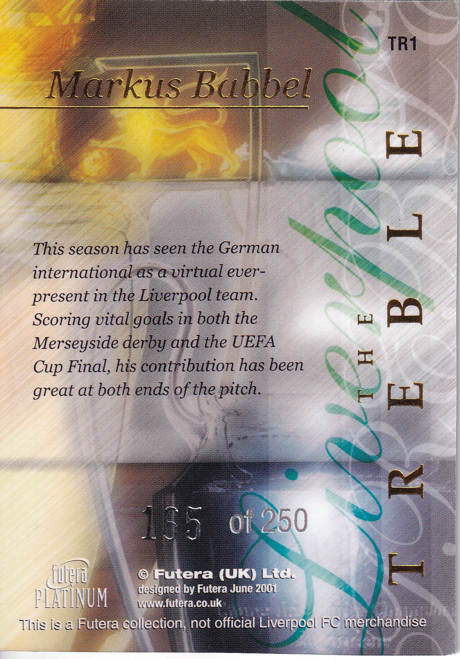 TR 01. MARKUS BABBEL - FUTERA PLATINUM  THE TREBLE 2001 #250
