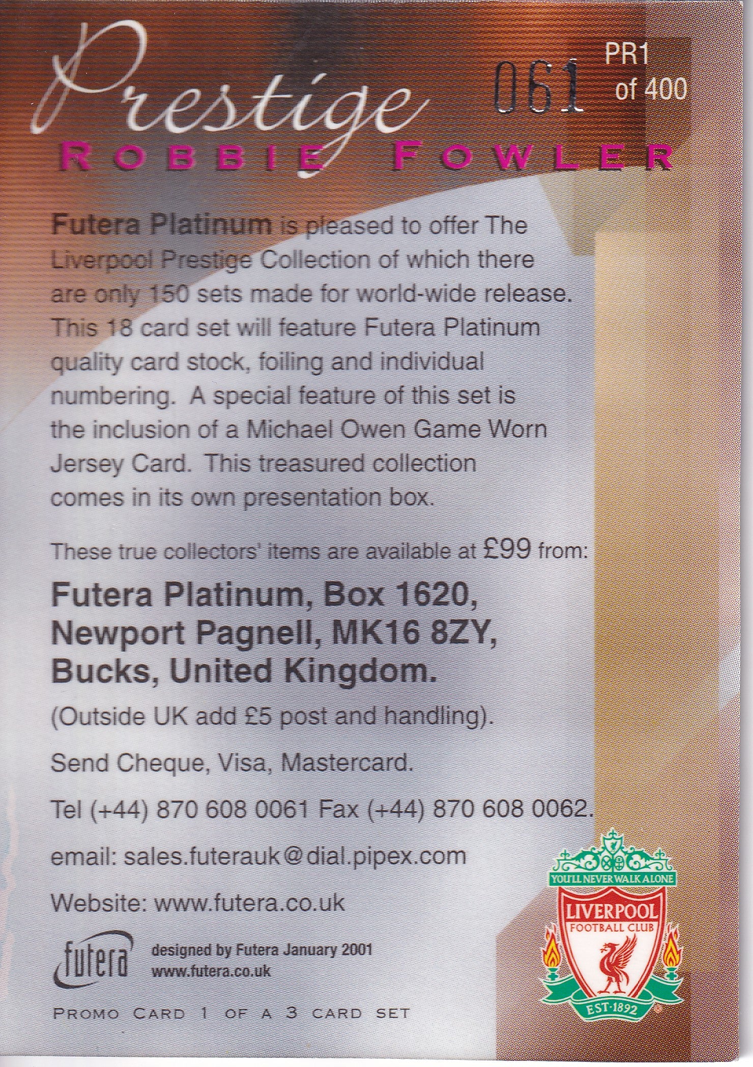PR-01. ROBBIE FOWLER - LIVERPOOL - PRESTIGE 061/400