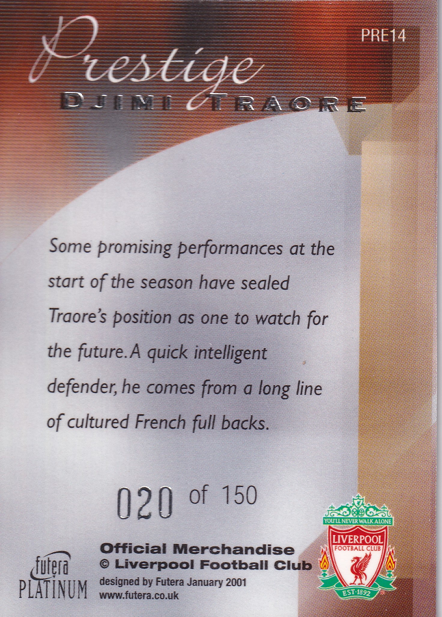 PR-14. DJIMI TRAORE - LIVERPOOL - PRESTIGE 020/150